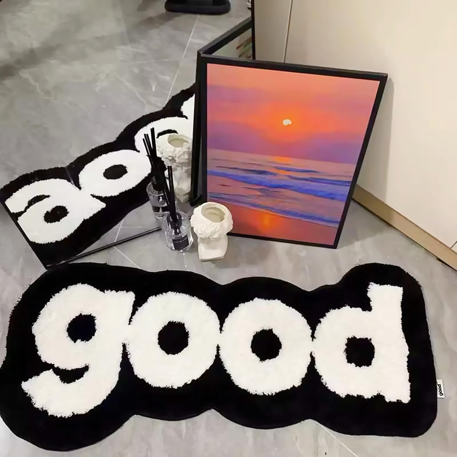 Levinis Good Bath Mat Washable Black And White Bathroom Rugs Funny Cute Bathroom D  Cor Shaggy Soft Absorbent Shower Rug Bath Ru