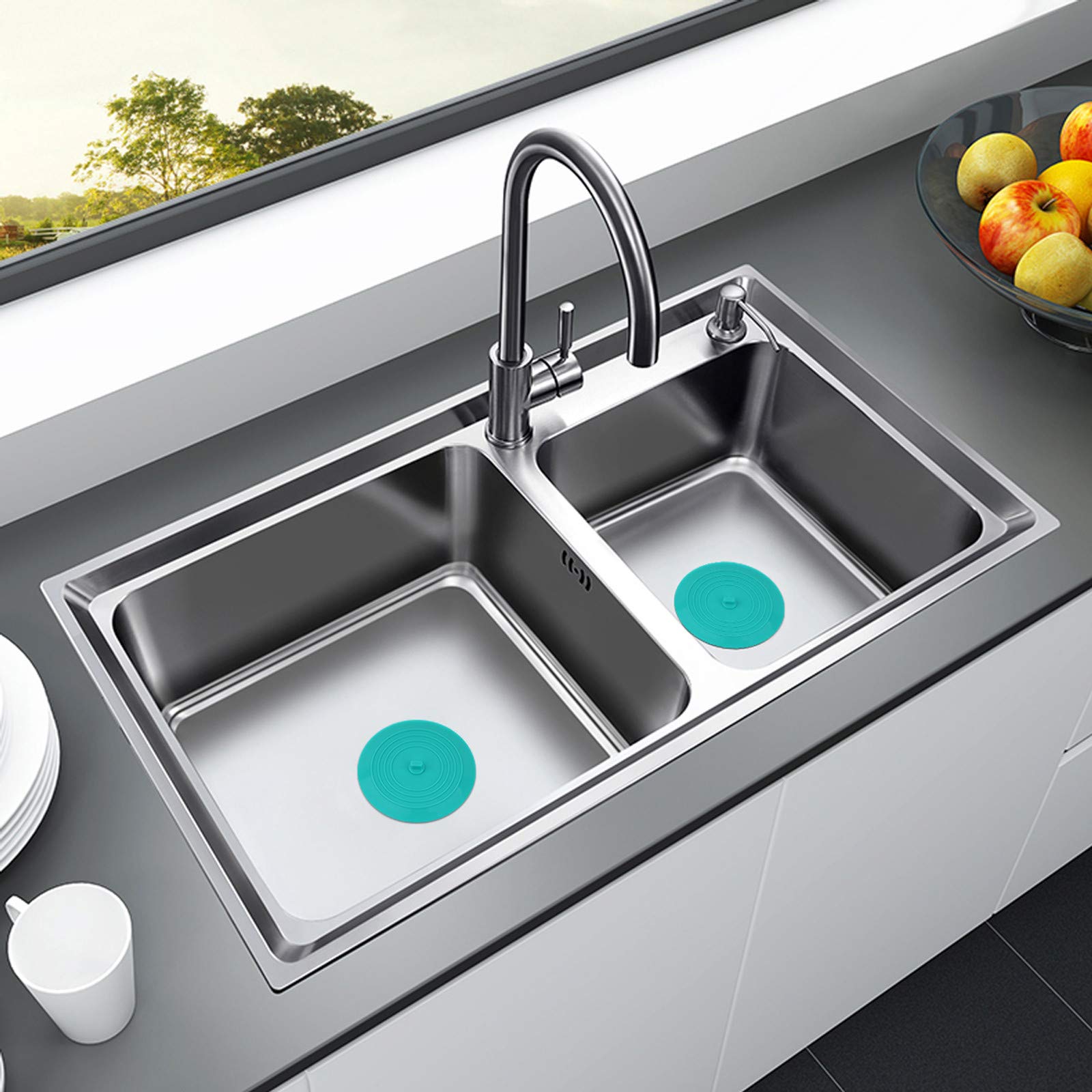 Cuttte Silicone Bathtub Drain Stopper, 6" Aqua Suction Cover for Kitchen, Bathroom & Laundry
