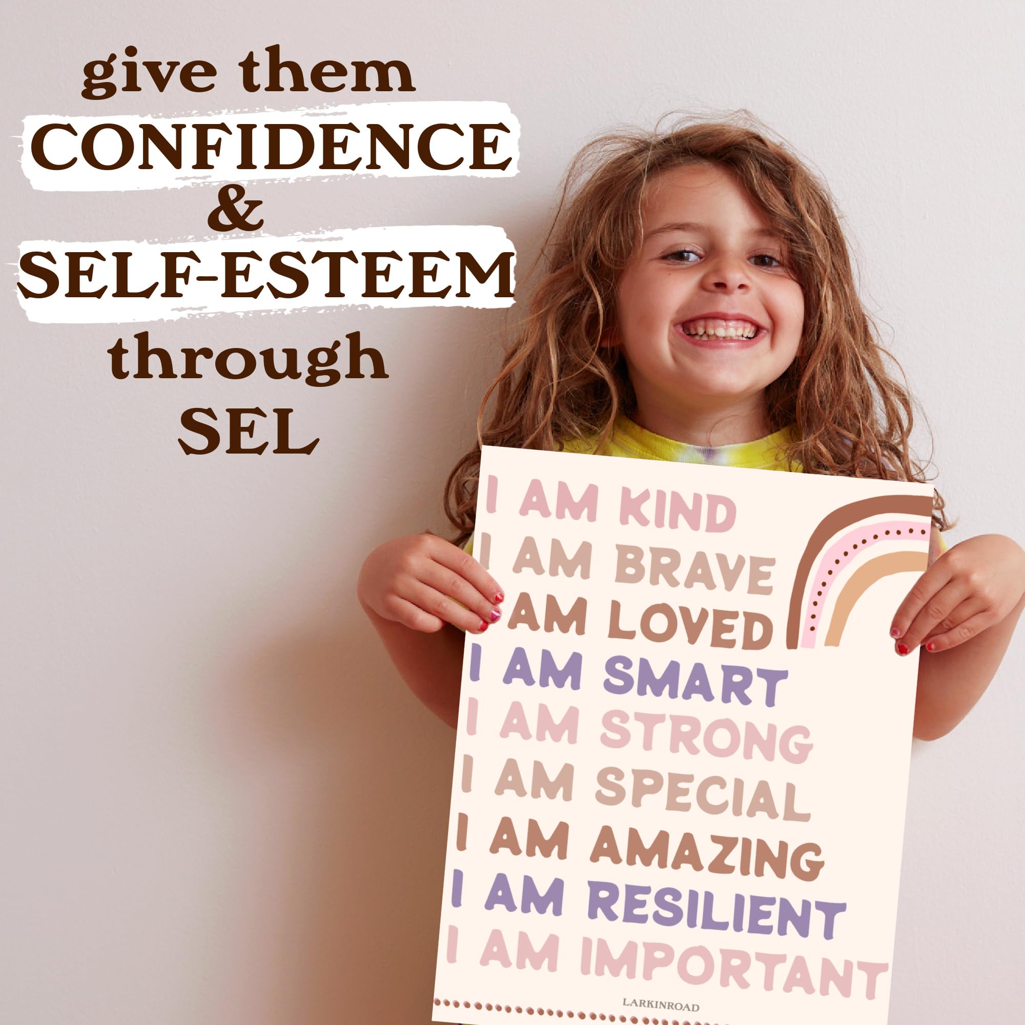 Larkinroad Affirmations Poster (11In X 14In Unframed) Playroom Decor Boho Rainbow Nursey D  Cor