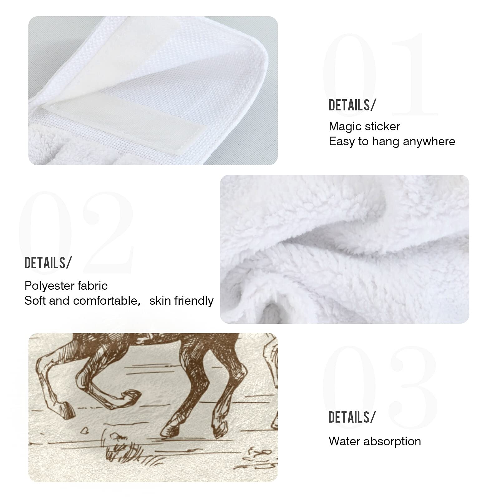 Wellday 2 Pcs Hanging Hand Towels Soft Absorbent Western Desert Cowboy Towel For Kitchen Bathroom