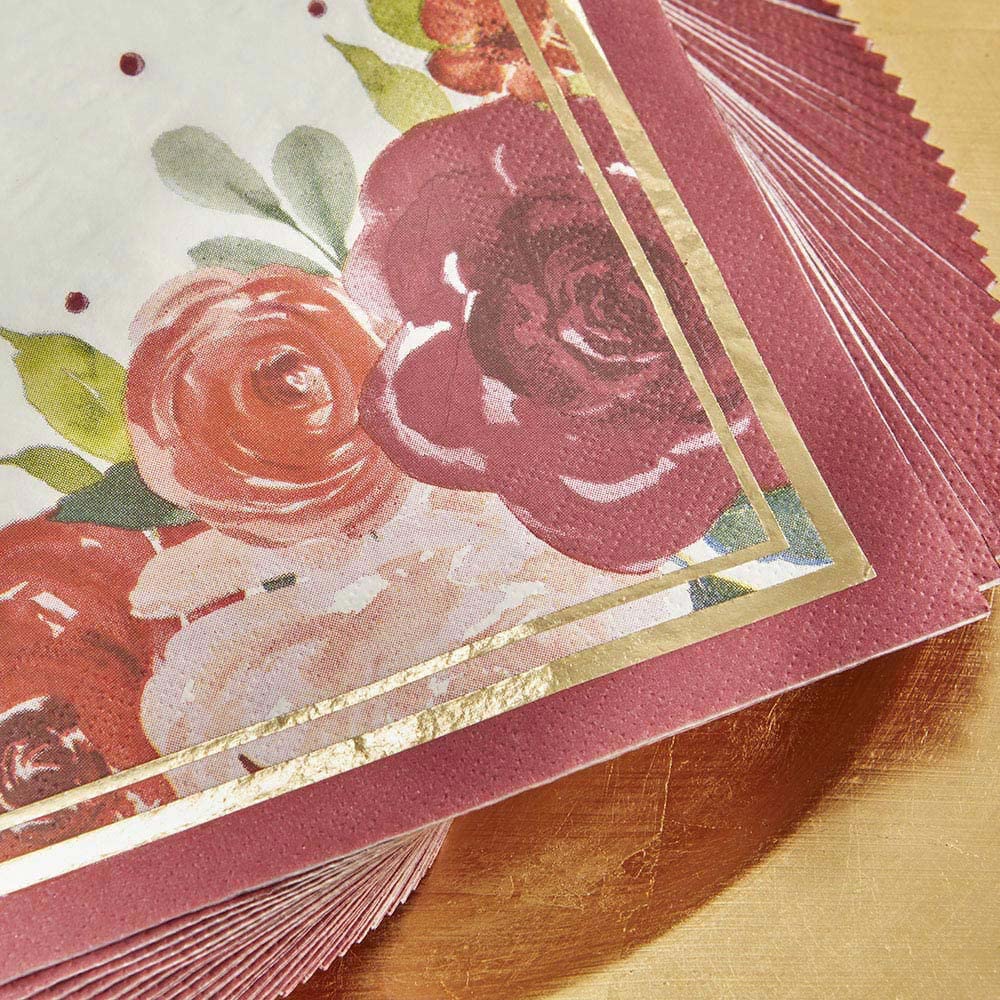 Kate Aspen Decorative 2 Ply Paper Napkins - Set Of 60 - 6.5 Inch Durable Disposable Serveware For Birthday, Wedding, Bridal Show