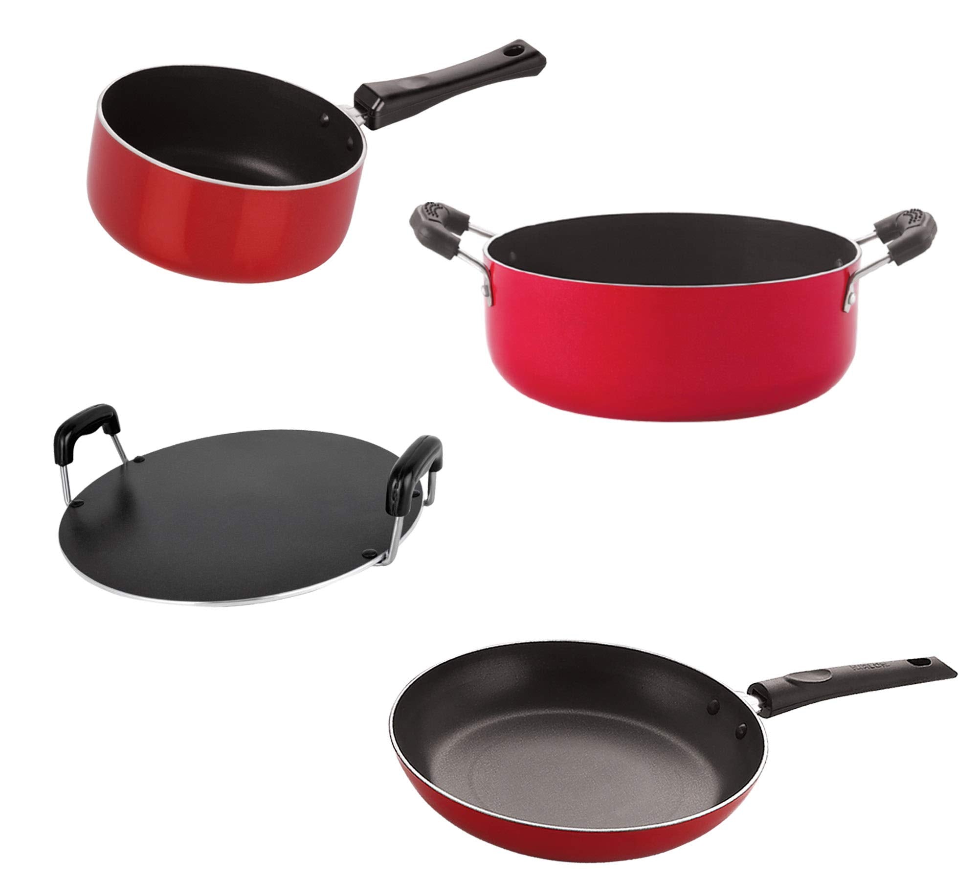 Nirlon Non Stick Pfoa Free Gas Compatible Cookware Utensil Item Set Of 4 Pieces (2.6Mm_Spm_Rt_Cass22_Tp24)