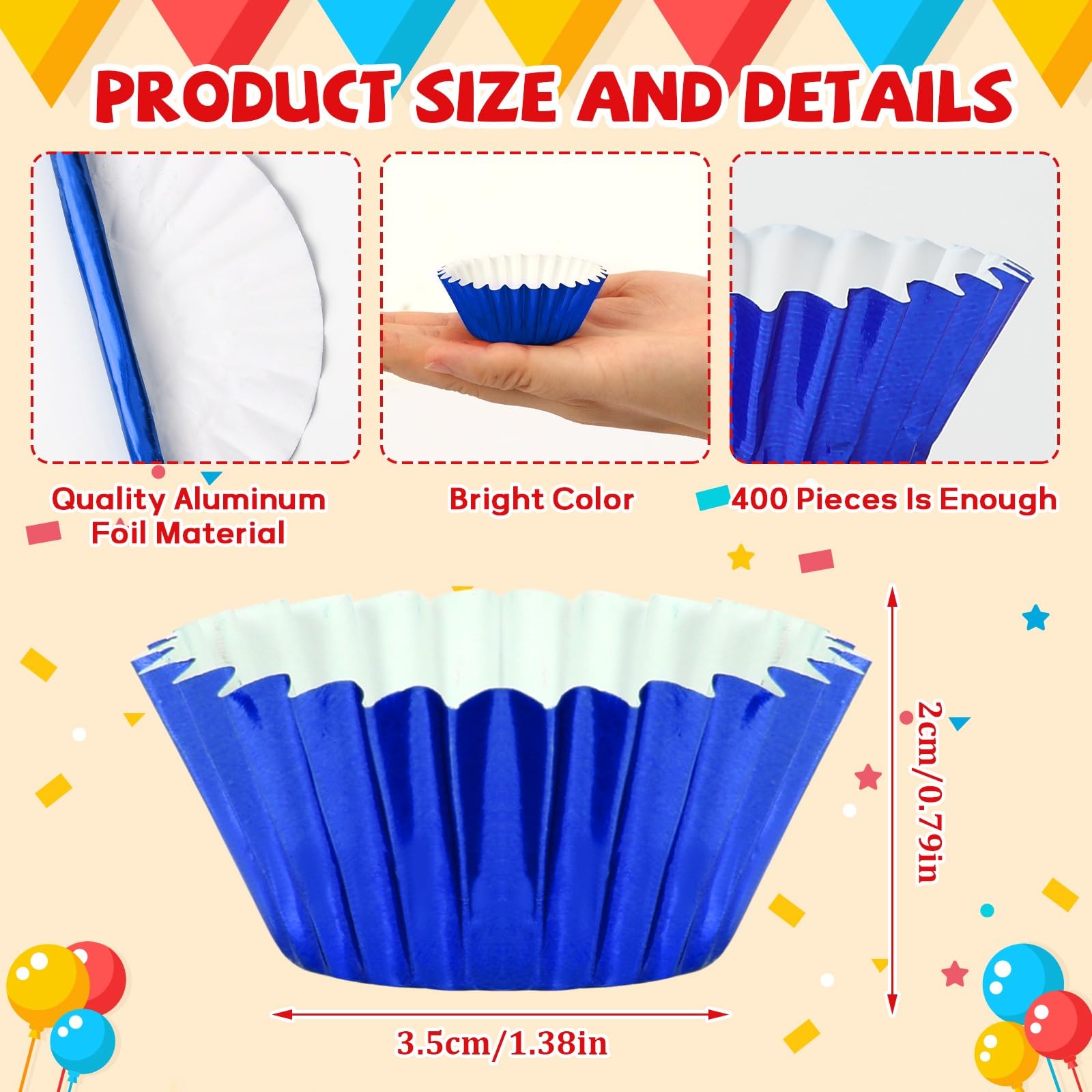 AUGSUN 400pcs Mini Foil Cupcake Liners Colorful Cupcake Baking Cups Metallic Mini Muffin Cupcake Wrappers for Christmas Holiday
