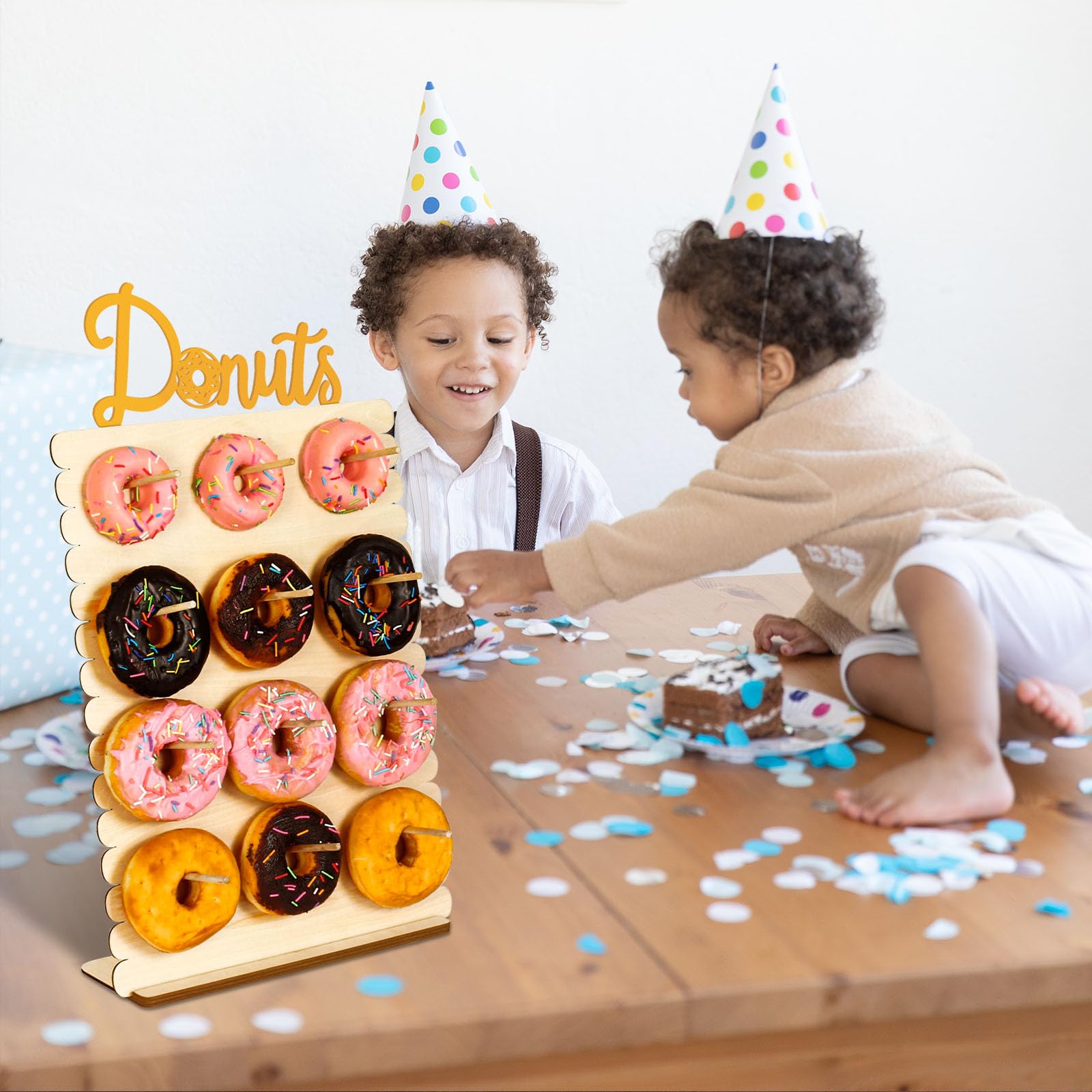 Zzbakress Reusable 12 Stake Wooden Donut Stand For Party To Display Or Place Donuts (Wood)
