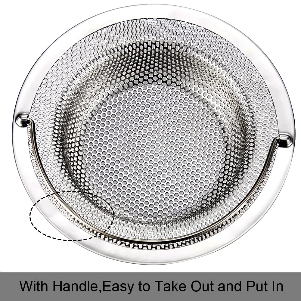 Kitchen Sink Strainer, 2-Pack Sink Strainer Basket With Handle, 4.5'' Diameter, Stainless Steel, Rust Free And Dishwasher Safe