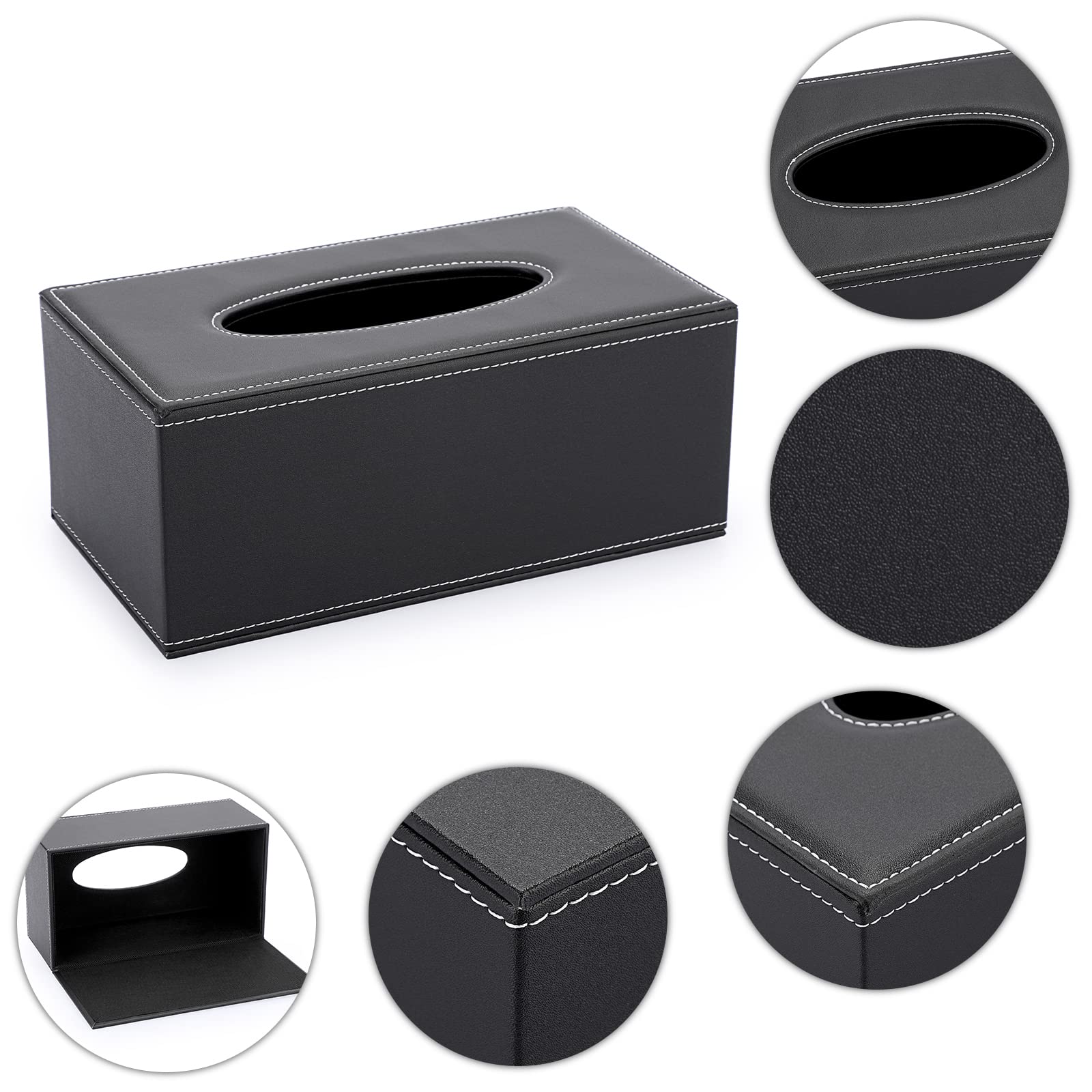 Sumnacon Tissue Box Cover Rectangle Leather Tissue Box Stylish Tissue Box Holder With Magnetic Bottom, Decorative Pu Tissue Cove