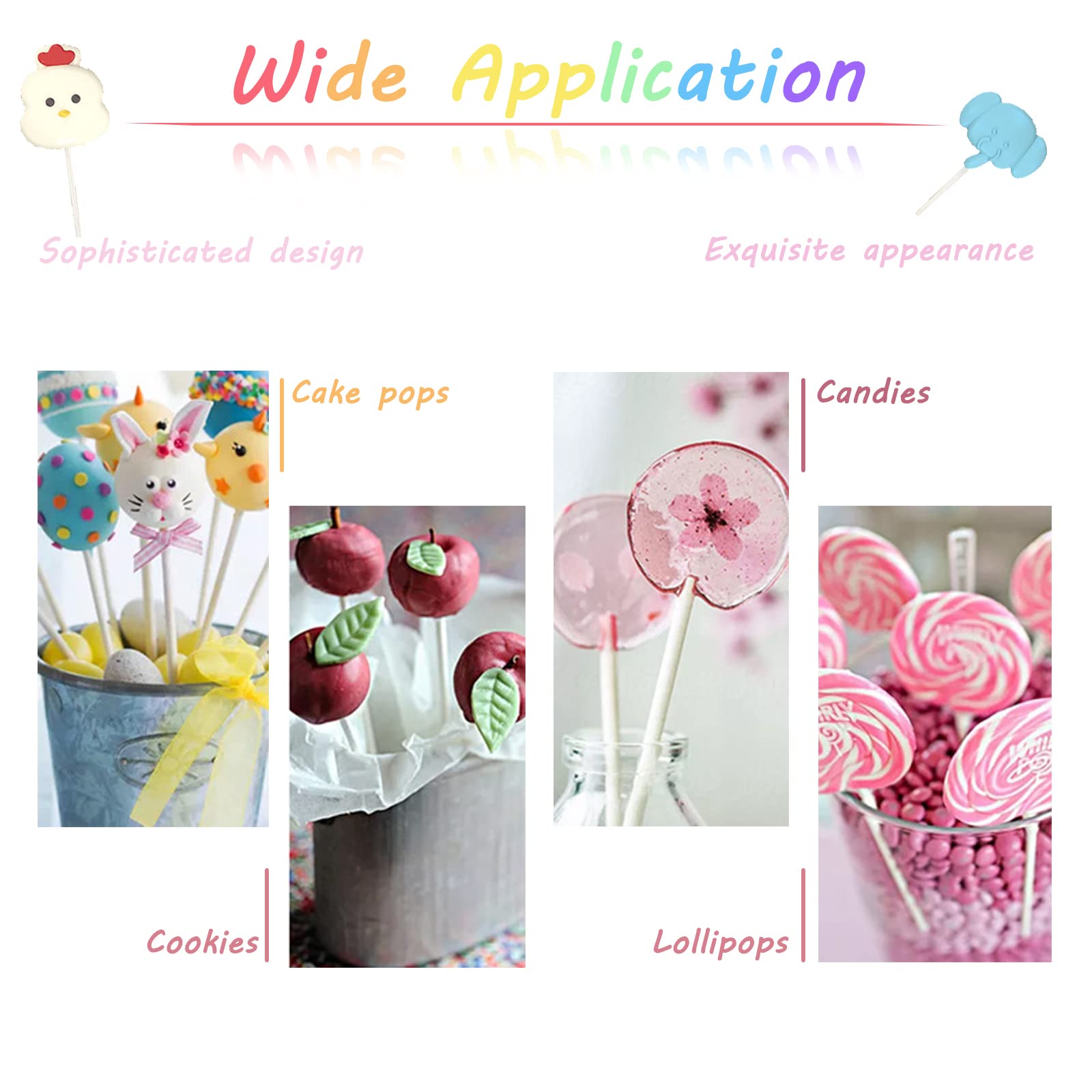 500 Pcs 4-Inch White Lollipop Sticks,Cake Pops Sticks,Paper Treat Sticks Sucker Stick For Cake Toppers,Dessert,Chocolate,Cookie,
