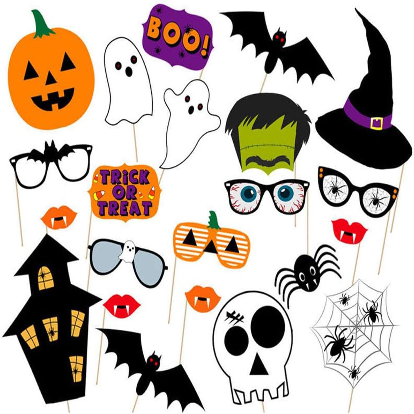Soochat Soochat Halloween Photo Booth Props DIY Kit for Halloween (22Pcs)