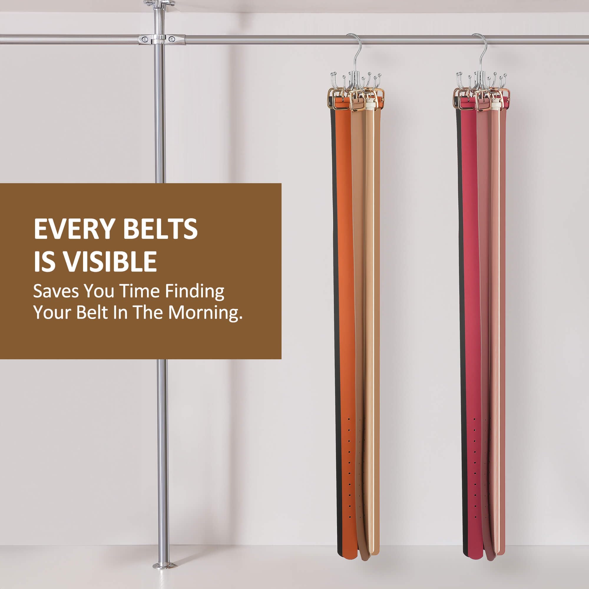 ZEDODIER Belt Hanger  Belt Rack Closet Accessories Organizer  Maximum 24 Storage Capacity  Hanging Holder Storage Hook for Belt  Bra  Tank Top  Tie  Scarf  Purse