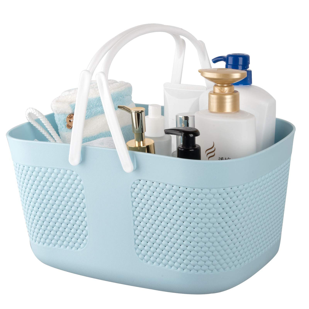 Shower Caddy Basket, Portable Large Capacity Thickened Plastic Organizer Storage Tote With Handles Drainage Toiletry Bag Bin For