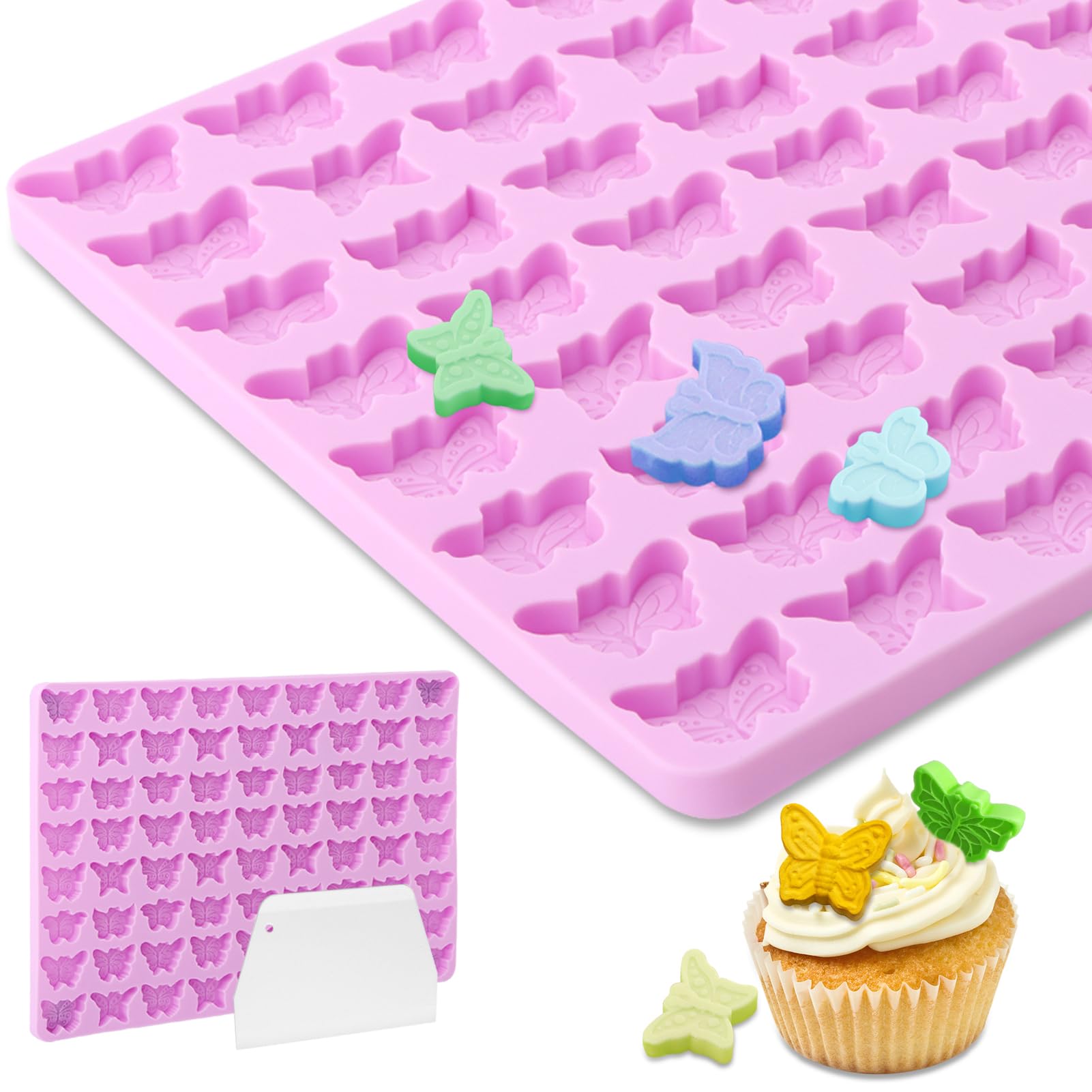 Butterfly Silicone Molds & Scraping Plate,72 Cavities Butterflies Molds