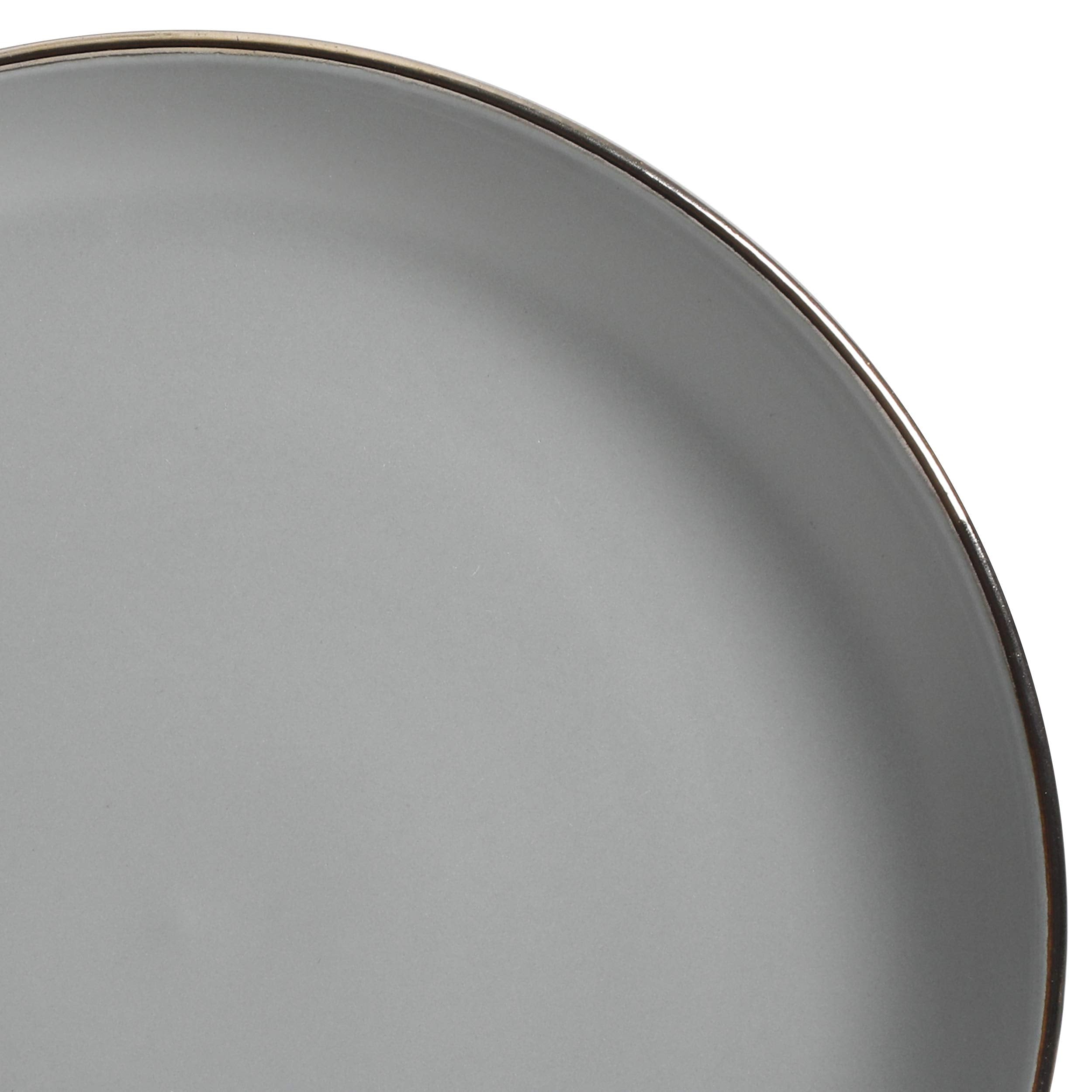 Gibson Home Rockaway Round Dinnerware Set for 4 (16pcs), Grey/Gold Rim, Stylish and Durable Dining Essential