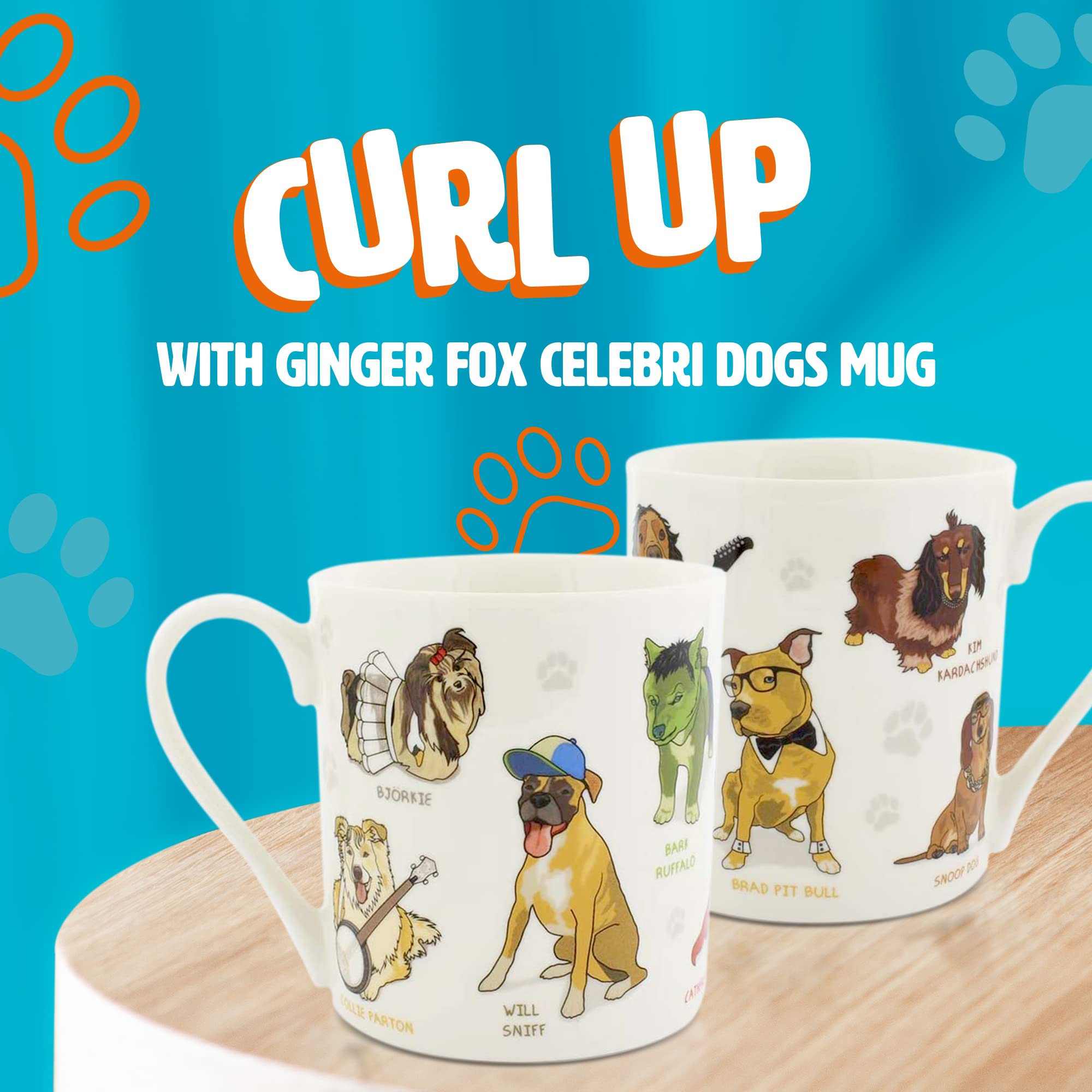 Ginger Fox Celebrity Dog Novelty Mug - Features 9 Celebrities Turned Into Dogs - Dishwasher & Microwave Safe