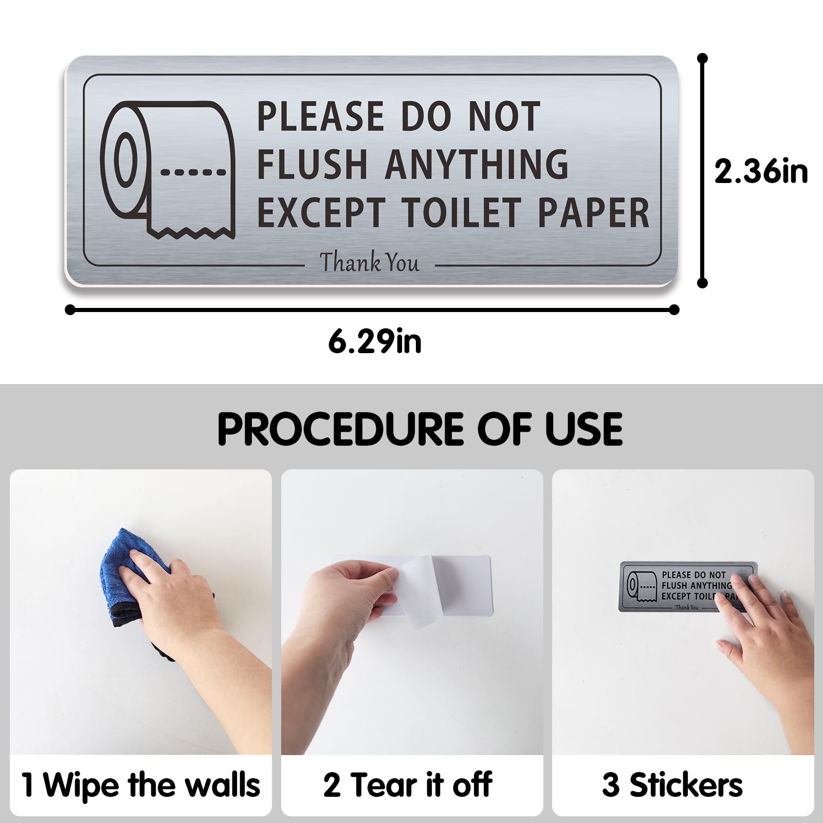 2 PACK Do Not Flush Anything Except Toilet Paper Bathroom Sign for Business Wall Set, Airbnb Essentials for Hosts, Guest Restroo