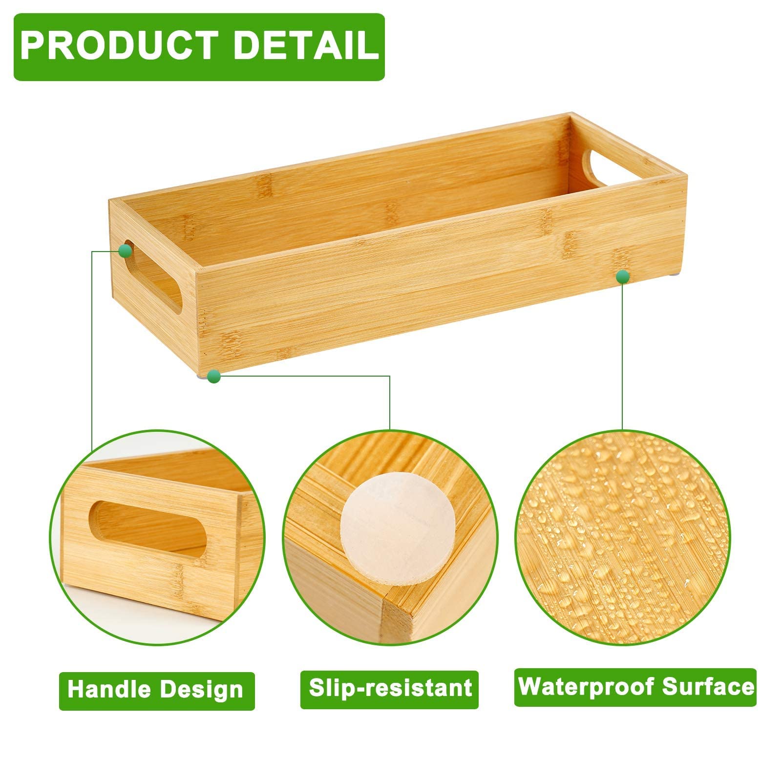 VITVITI Toilet Tray  Bamboo Toilet Paper Storage with Handles  Toilet Tissue Holder Organizer Box Basket  for Toilet Tank/Bathroom/Kitchen Counter  Natural