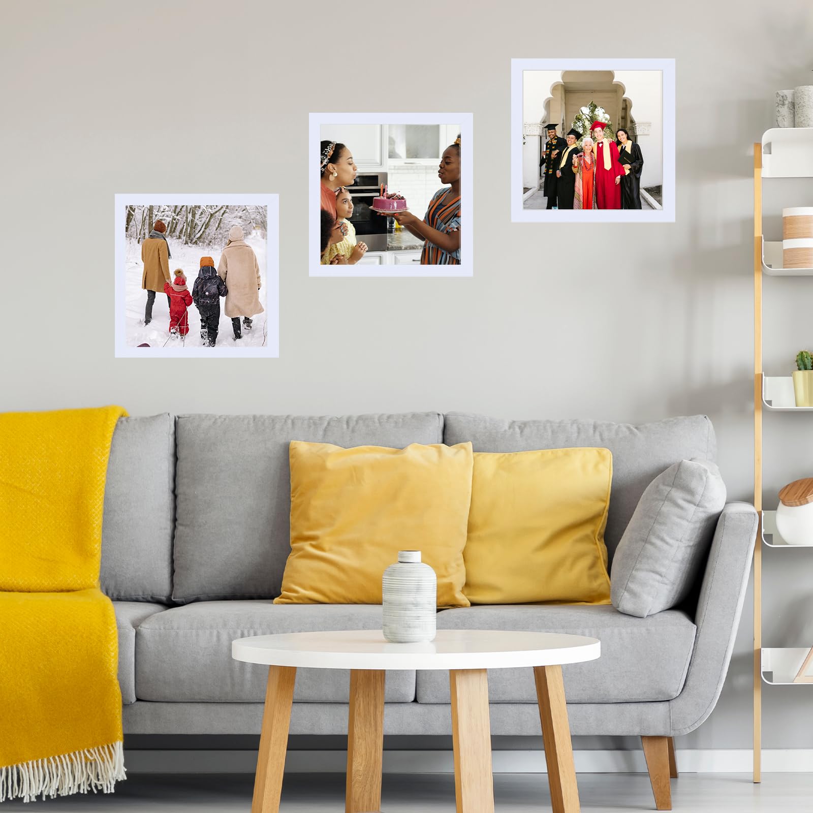 JCJMY 6x6 Picture Frame Set of 3 for Wall Hanging or Tabletop, 6 x 6 Square Wall Gallery Poster Photo Frame with Shatter Resista