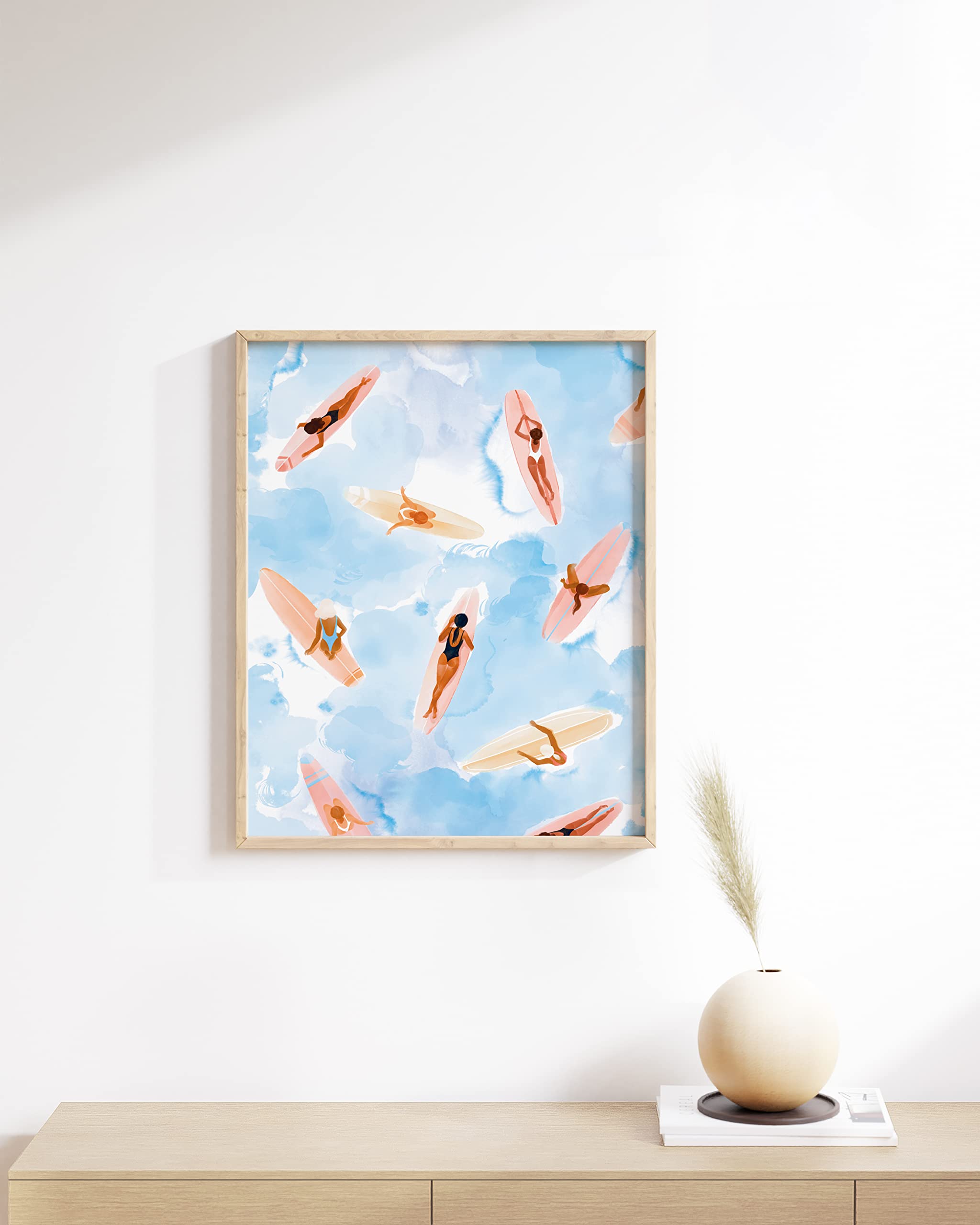 Haus And Hues Beach Art Beach Posters - Surfer Girl Poster, Beach Themed Prints, Surfing Artwork, Pictures Of Beachy Scenes Wall