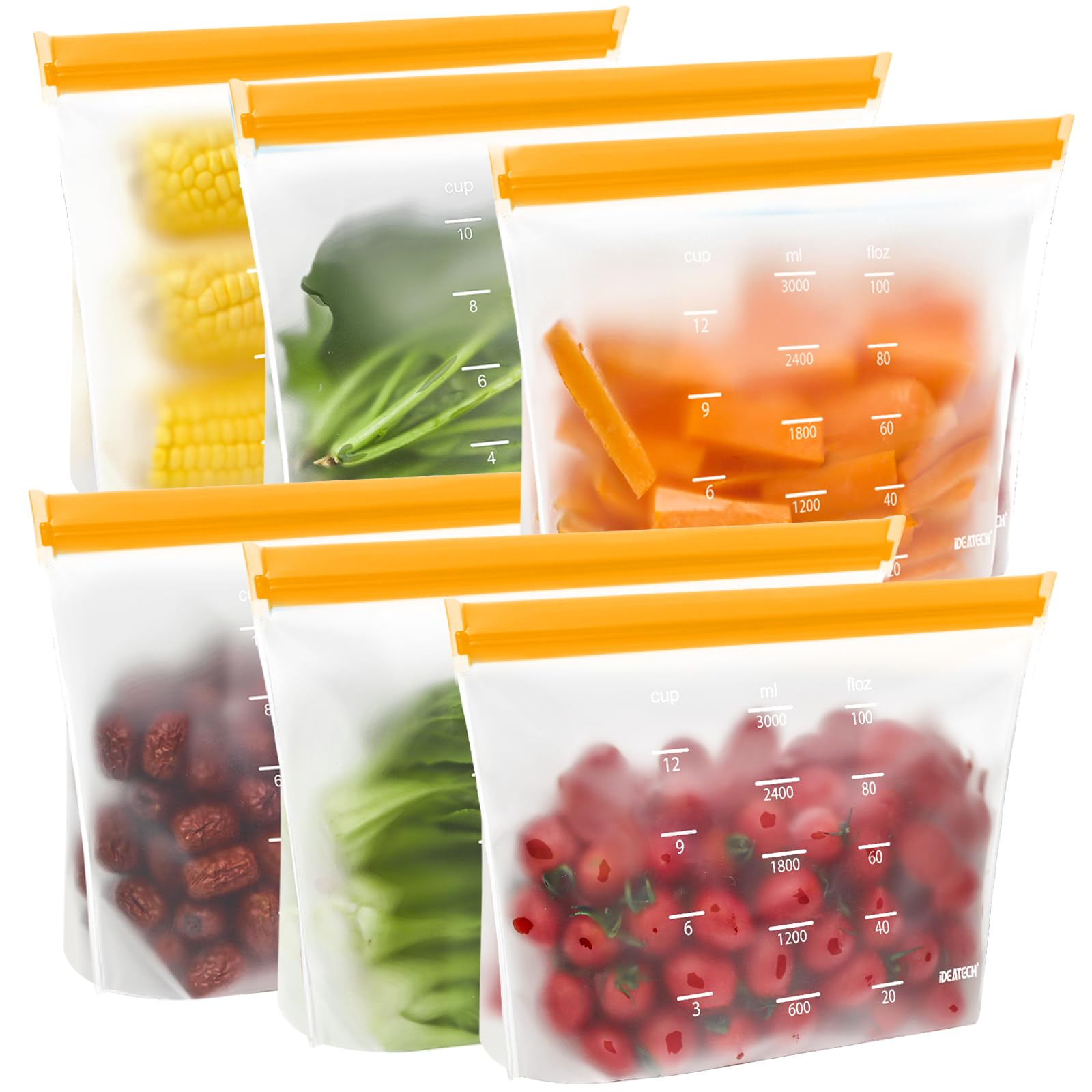 Ideatech Dishwasher Safe Gallon Bags Stand Up, Leakproof Reusable Gallon Freezer Bags, Large Reusable Bags, Bpa Plastic Free Reu