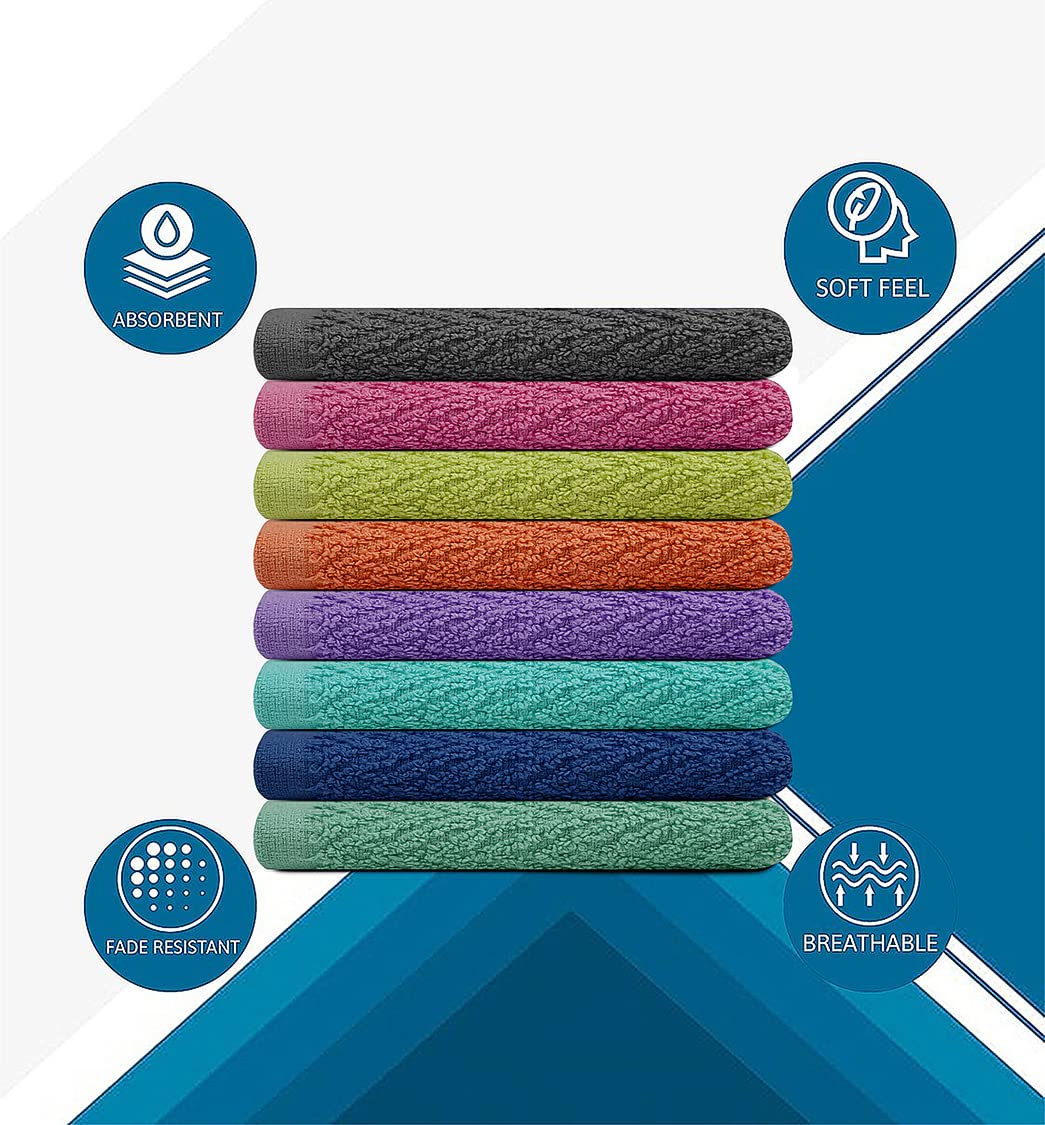 Zuperia Zigzag Wash Cloth -8 Pack -12'' X 12''- Highly Absorbent Soft Washcloths For Face, Gym Towels, Hotel Spa Quality, Reusab