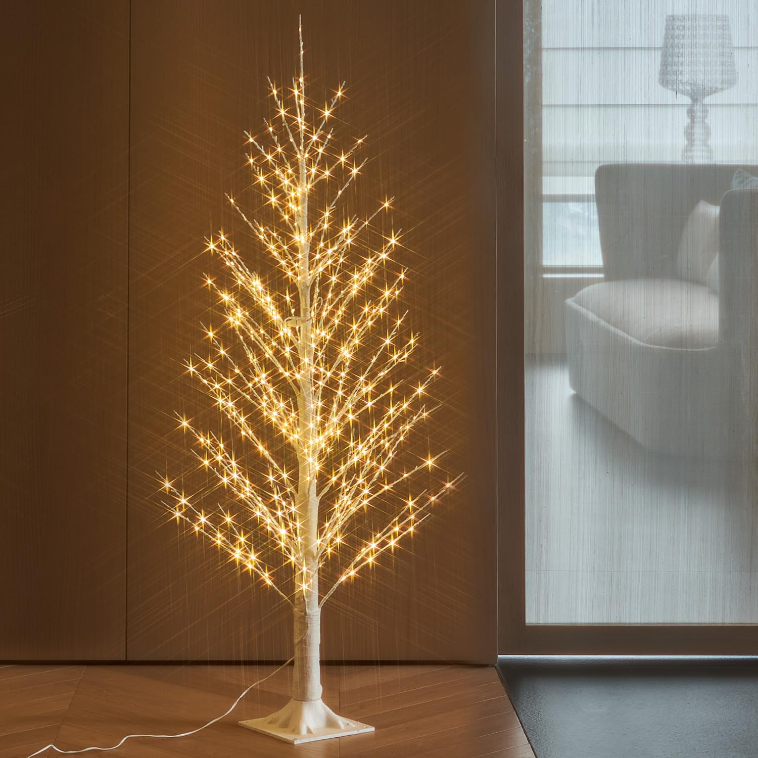 Fudios Lighted White Tree Willow 4FT 450 LED Fairy Lights, Christmas Artificial Tree Lights Plug in for Indoor Outdoor Holiday D