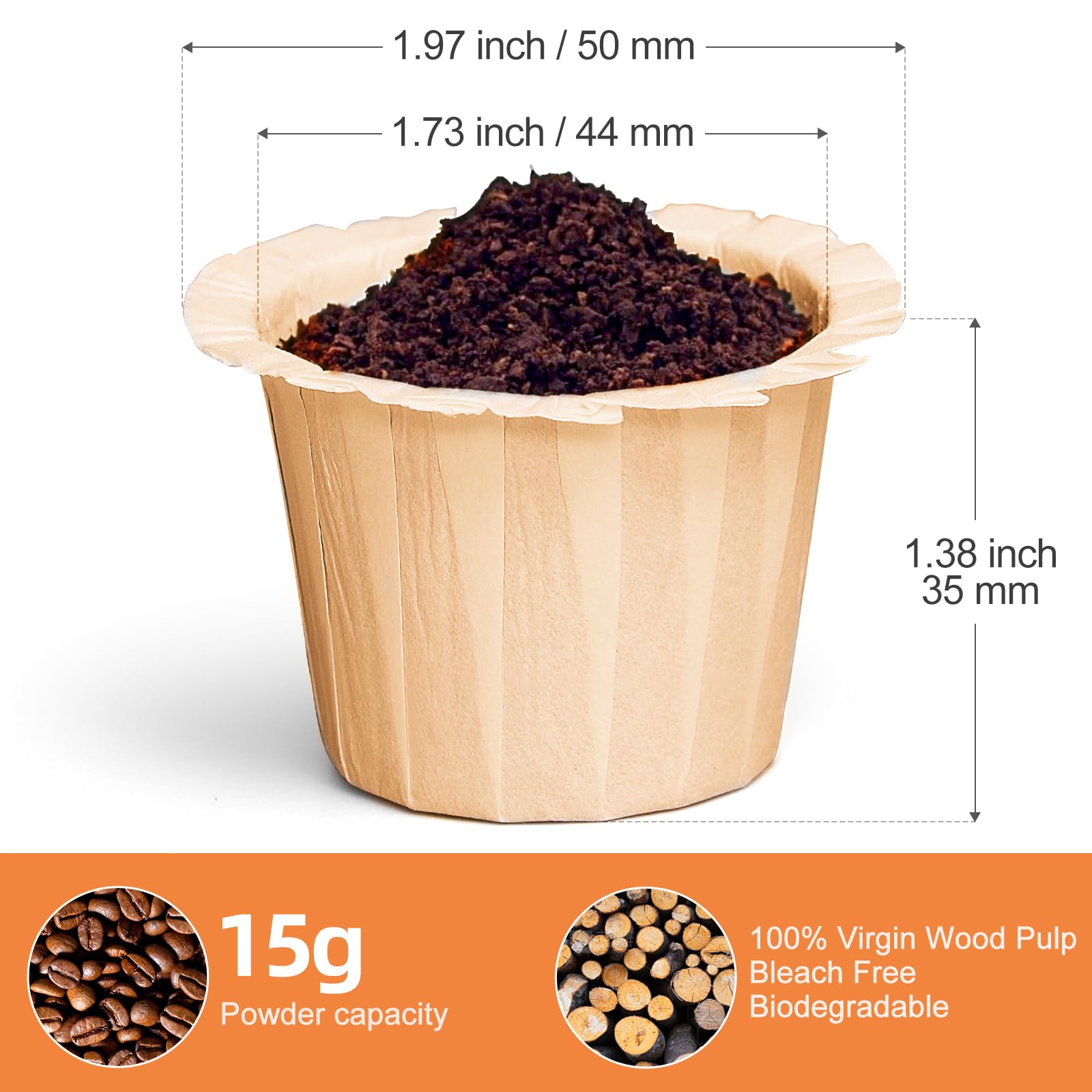 100 Count Fanativita K Cup Coffee Filters Disposable For Keurig Single Cup, Compatible With All Reusable K Cups (Unbleached)