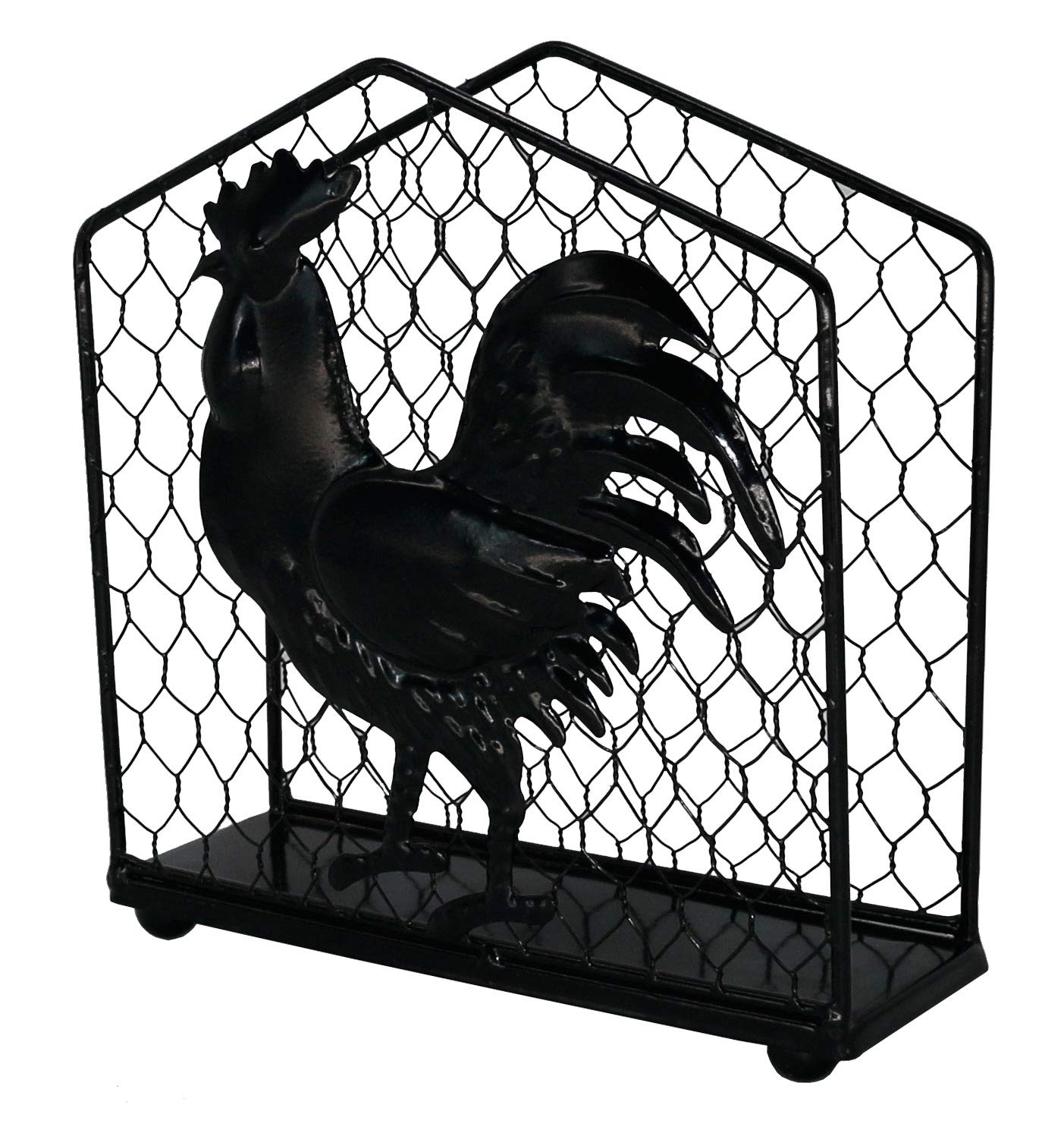 Metal Rooster Design Tabletop Napkin Holder/Freestanding Tissue Dispenser,Rustic White