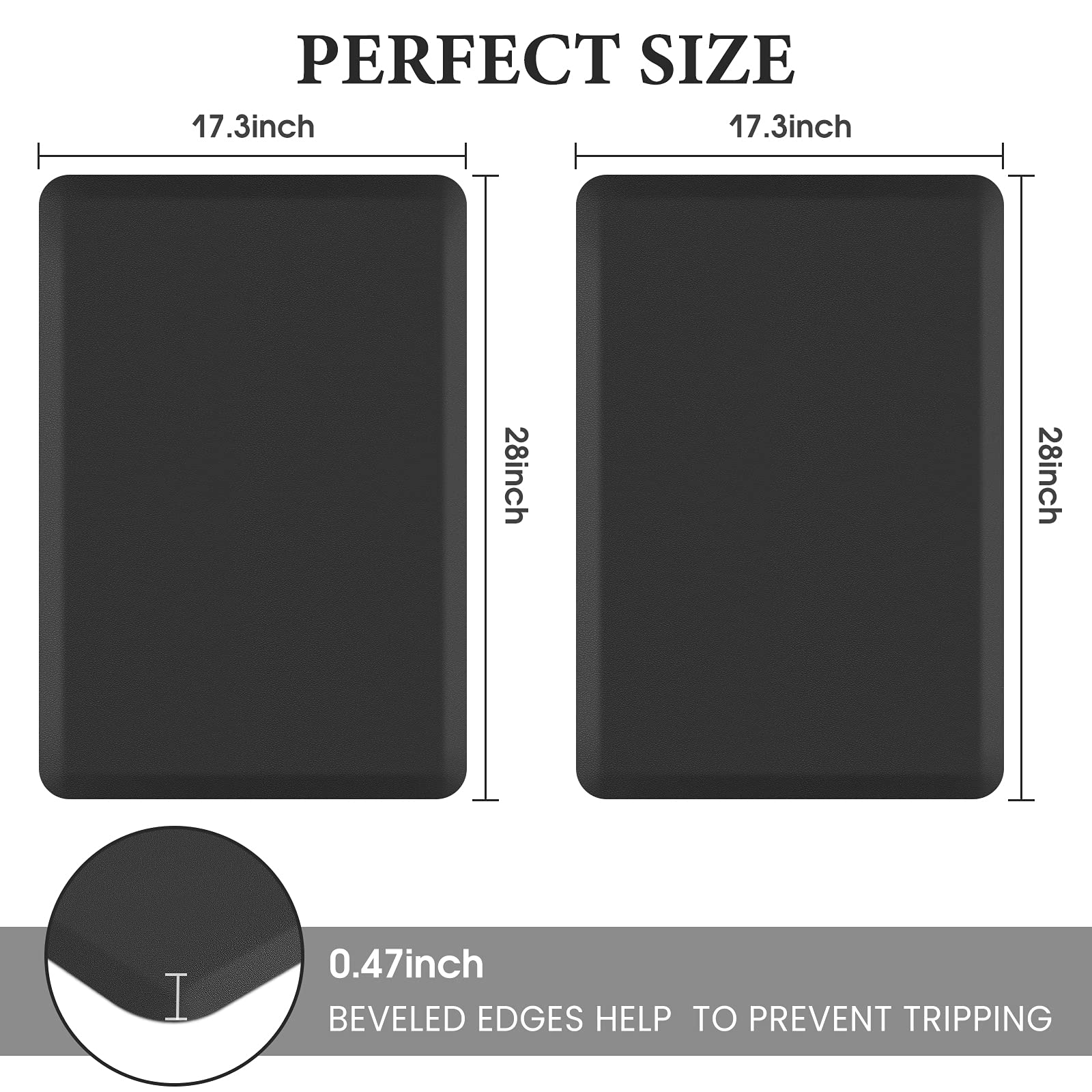 Happytrends 2 Pcs Kitchen Mat Cushioned Anti-Fatigue Floor Mat, Heavy Duty Ergonomic Comfort Foam Standing Mat, Waterproof Non-S