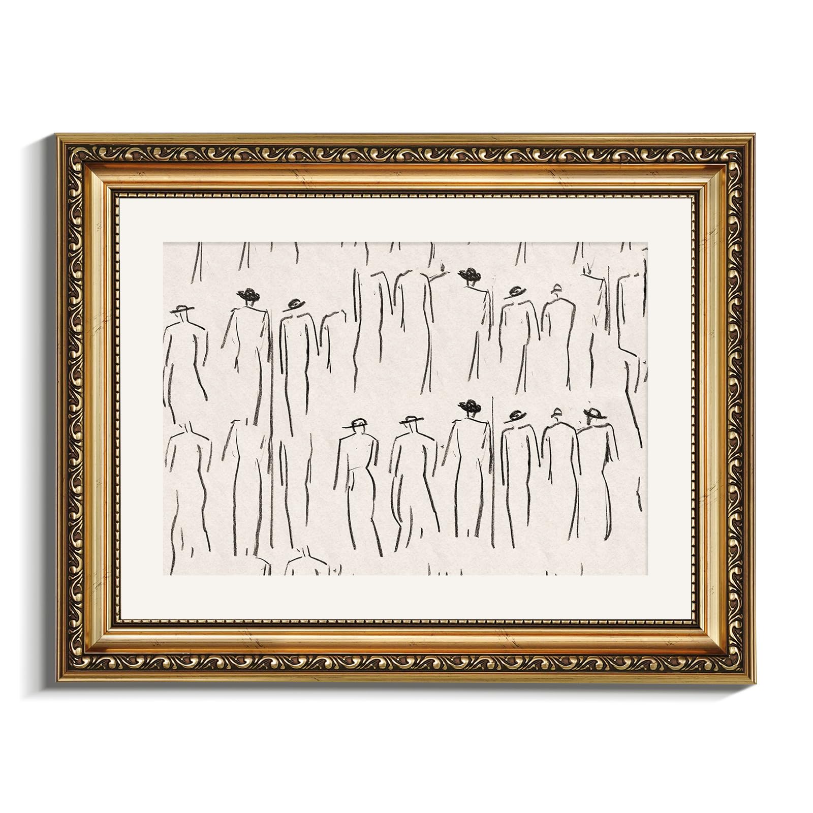 Viyyiea Gold Framed Wall Art Canvas Print Home Decor Abstract Wall Art Room Decor Minimalist Portrait Artwork Wall Decorations V