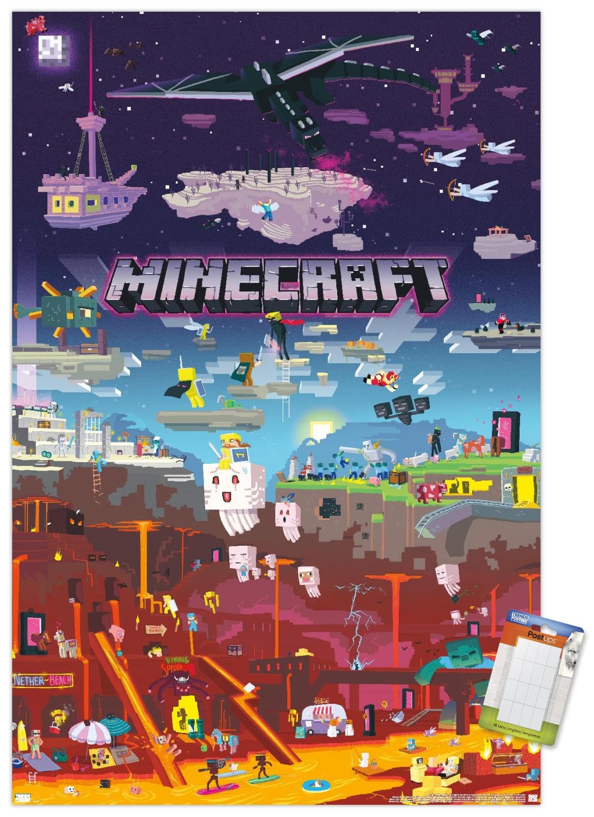 Trends International Minecraft - World Beyond Wall Poster, 22.375'' X 34'', Poster & Mount Bundle