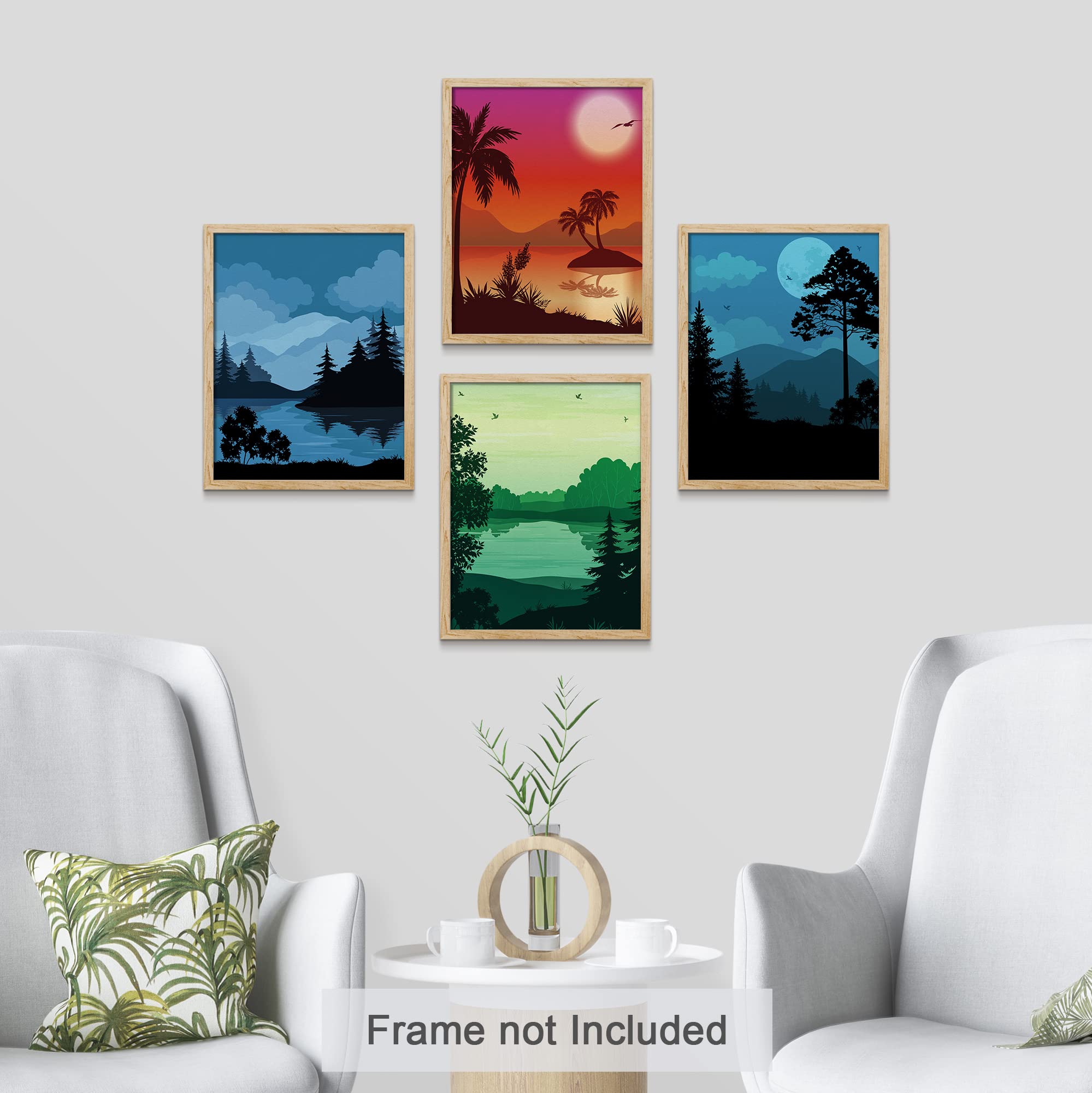 Signwin Poster Bathroom Decor 11 ''X14 ''X 4, Wall Art Room Decor Multicolor For Living Room, Bedroom, Office Country Vibrant Tr