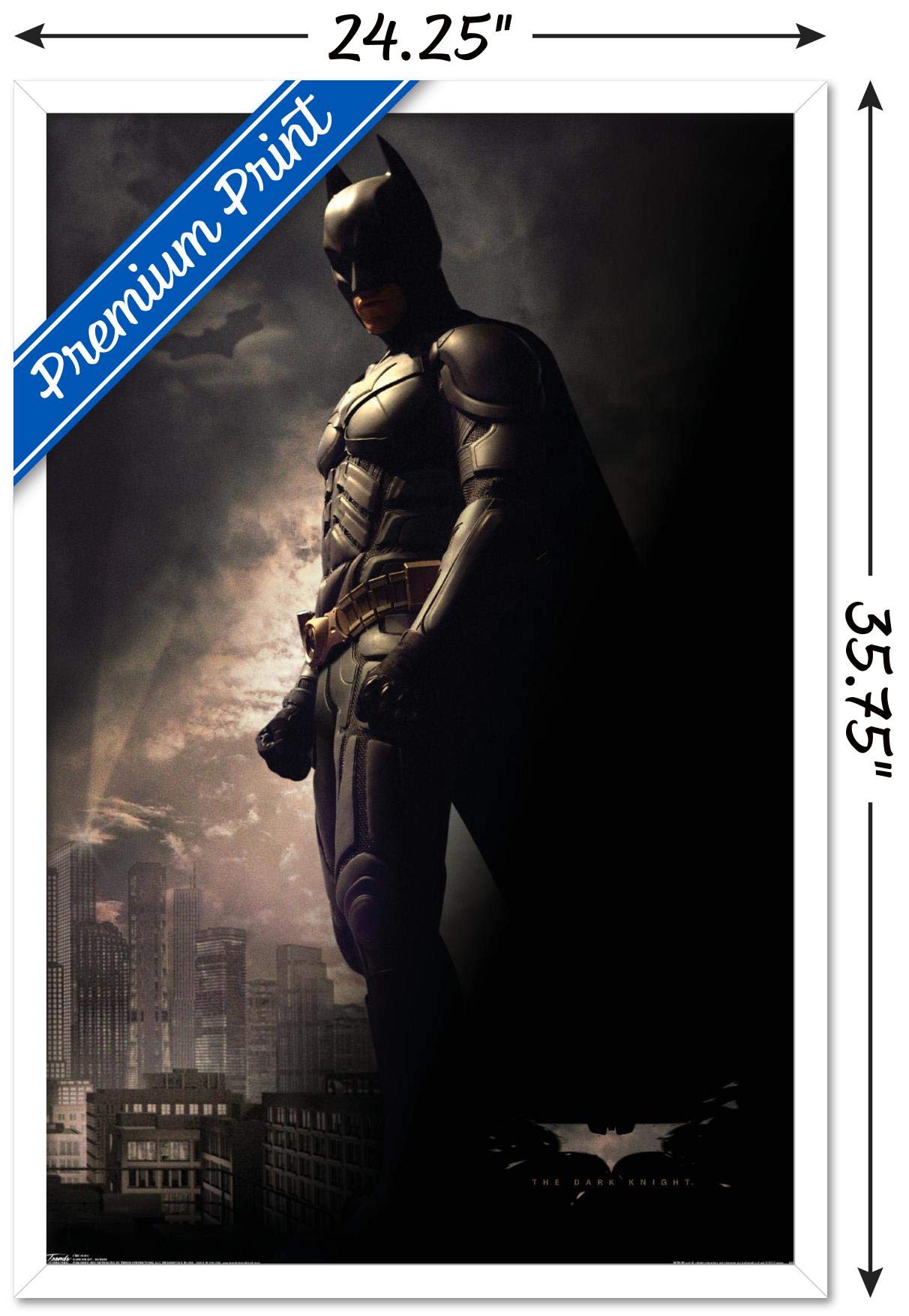 Trends International Dc Comics Movie - The Dark Knight - Batman In The Shadows Wall Poster, 22.375'' X 34'', White Framed Versio