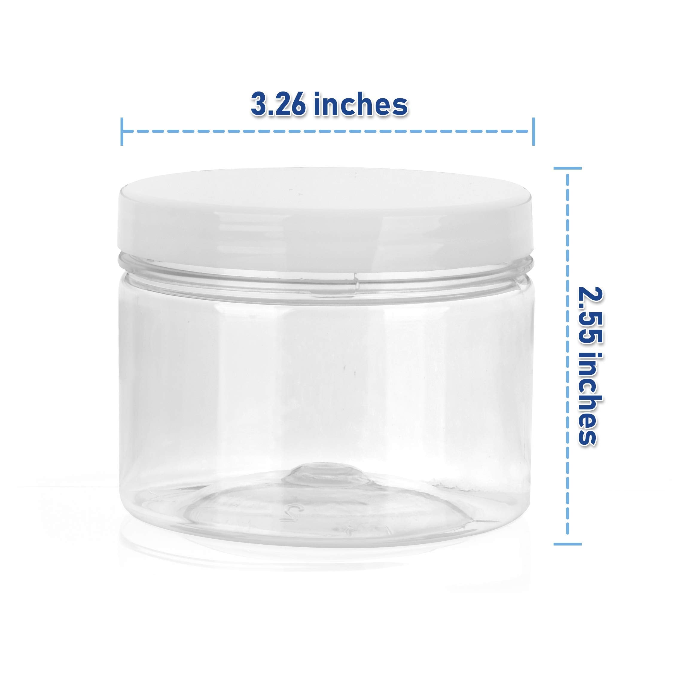 Healthy Packers Slime Containers With Water-Tight Lids (8 Oz, 12 Pack) - Clear Plastic Food Storage Jars With Individual Labels-