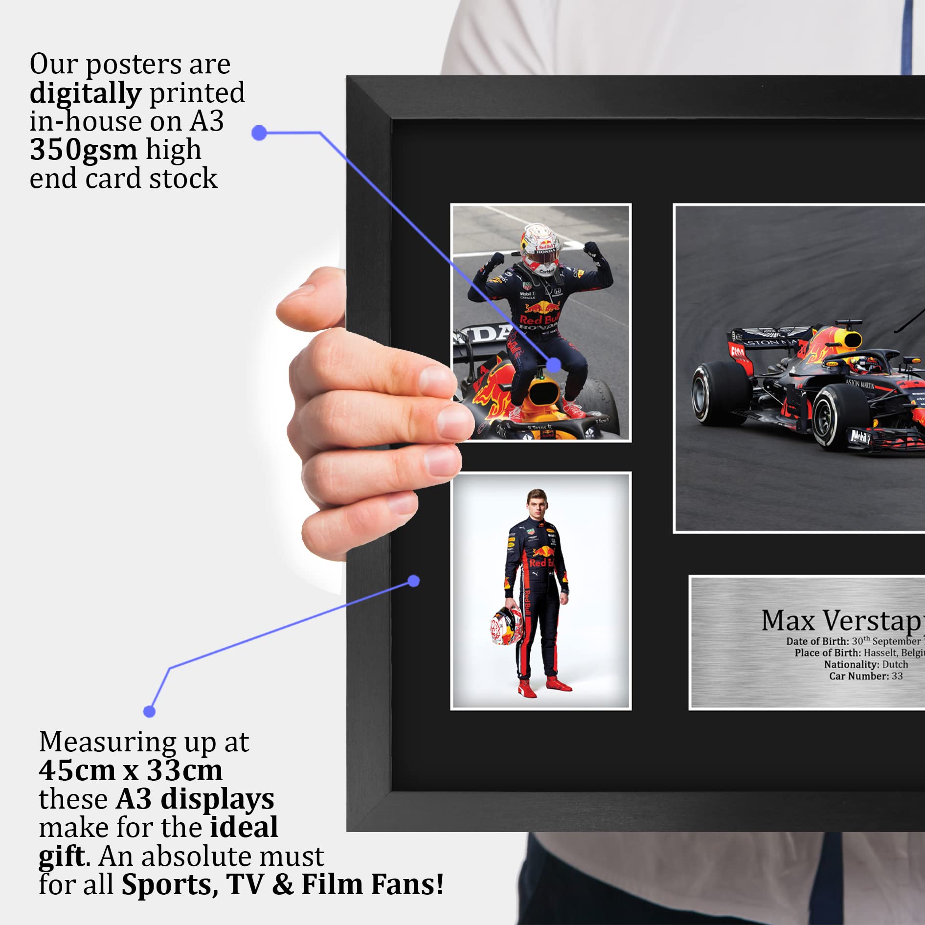Hwc Trading Max Verstappen 16 X 12 Inch (A3) Printed Gifts Signed Autograph Presentation Display For F1 Formula 1 Racing Fans -