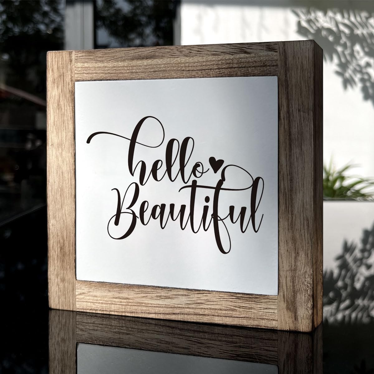 Hello Beautiful Sign, Rustic Wood Sign, Bathroom Decor Set, Wooden Box Signs for Home Decors, Modern Farmhouse Decor for Shelf T