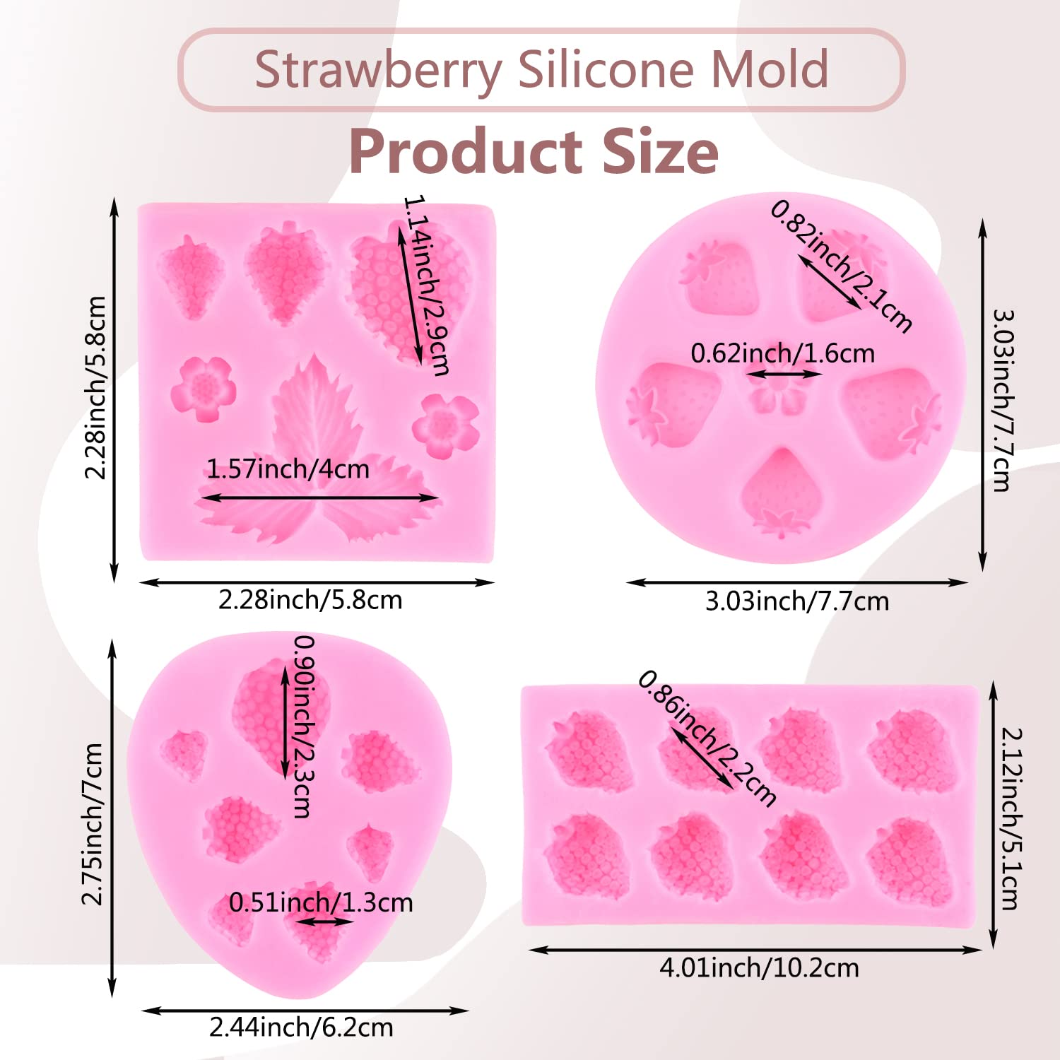 Miyahouse Strawberry Fruit Fondant Mold Strawberry Flowers Leaves Silicone Molds For Cake Decoration Cupcake Topper Candy Chocol