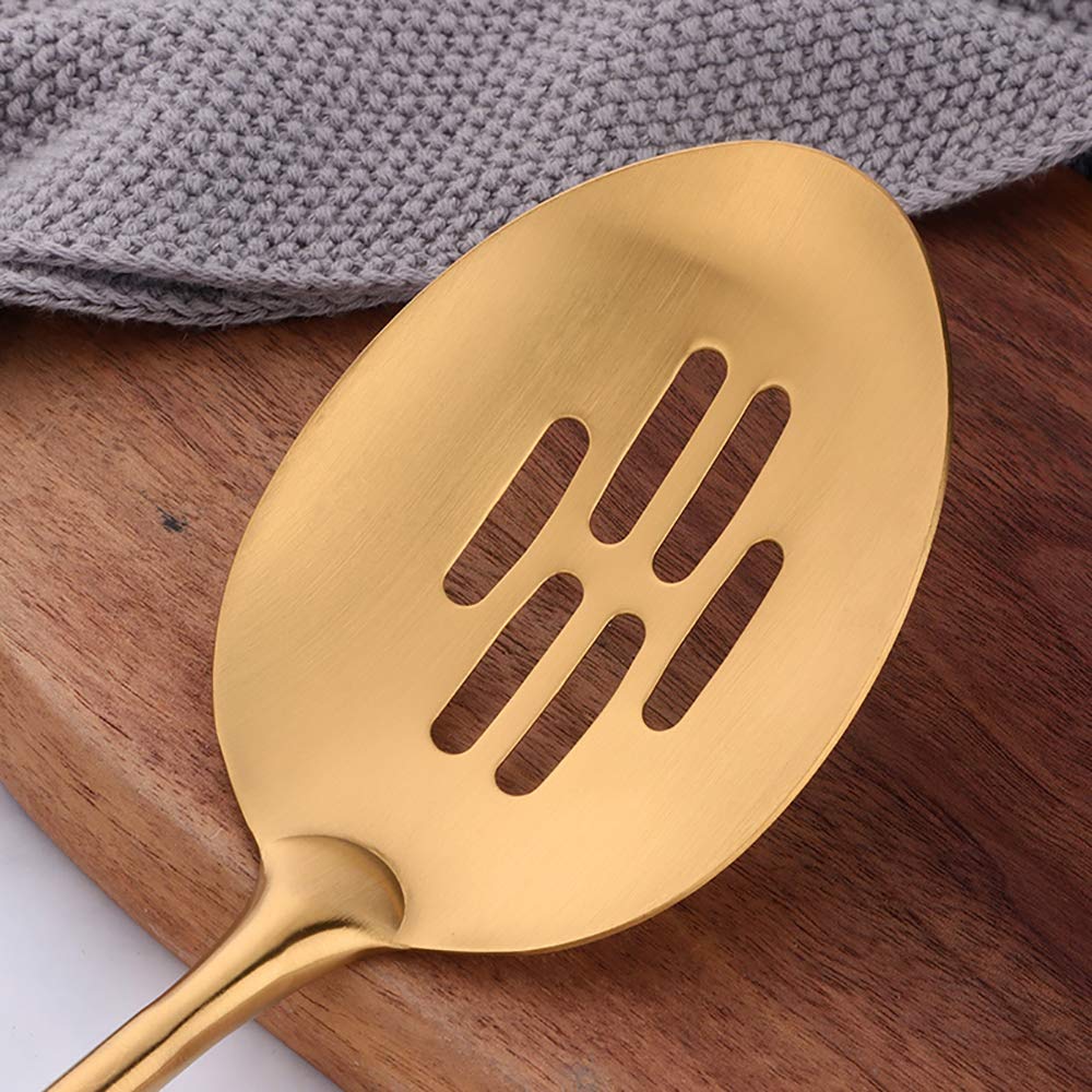 Slotted Spoon,Gold 14.69 Inch Long Handle Cooking Utensil Kitchen Tool By Buy Things!