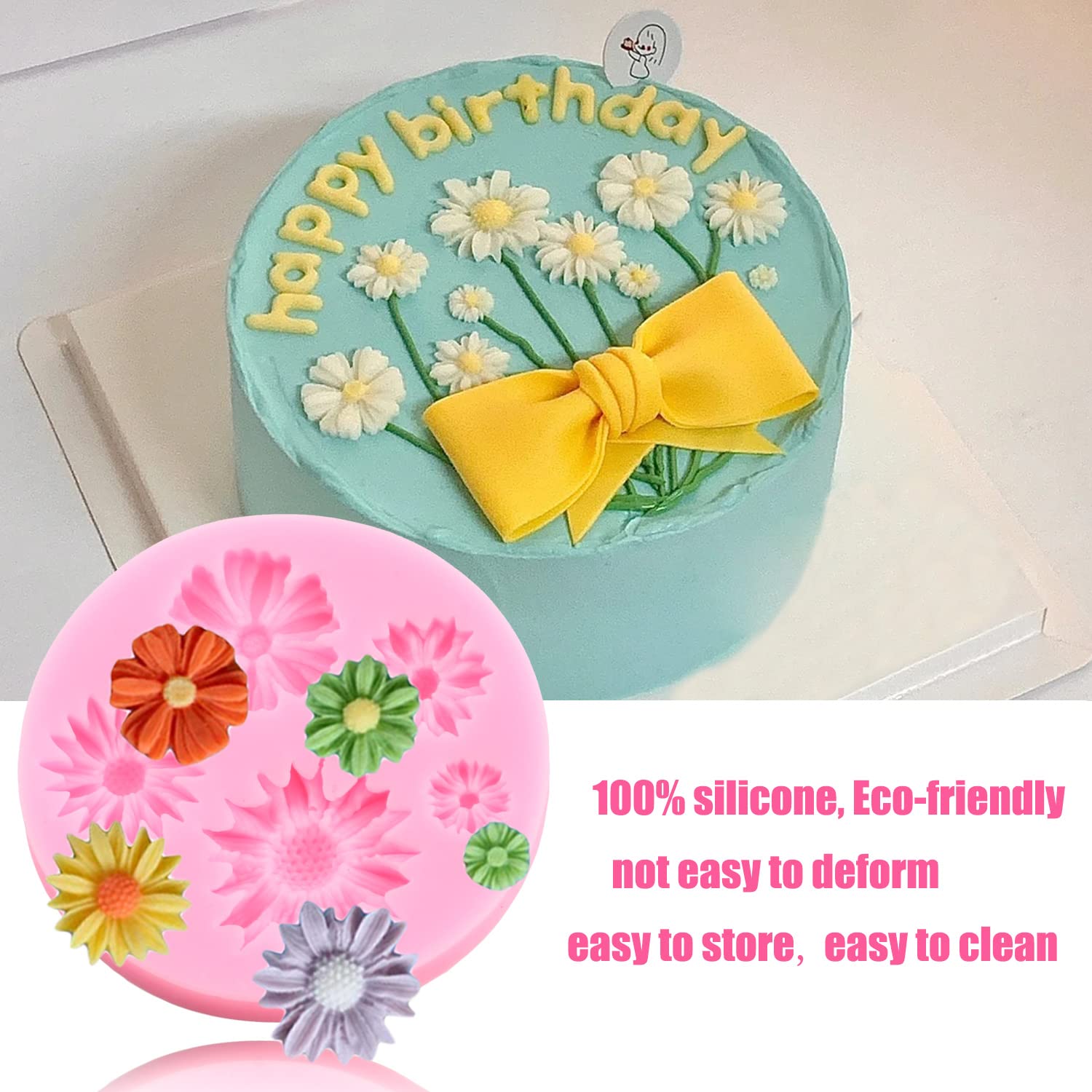 Zixiang Flower Fondant Cake Mold Rose Butterfly Daisy Leaf Mini Flowers Candy Silicone Molds For Cake Decorating Cupcake Topper