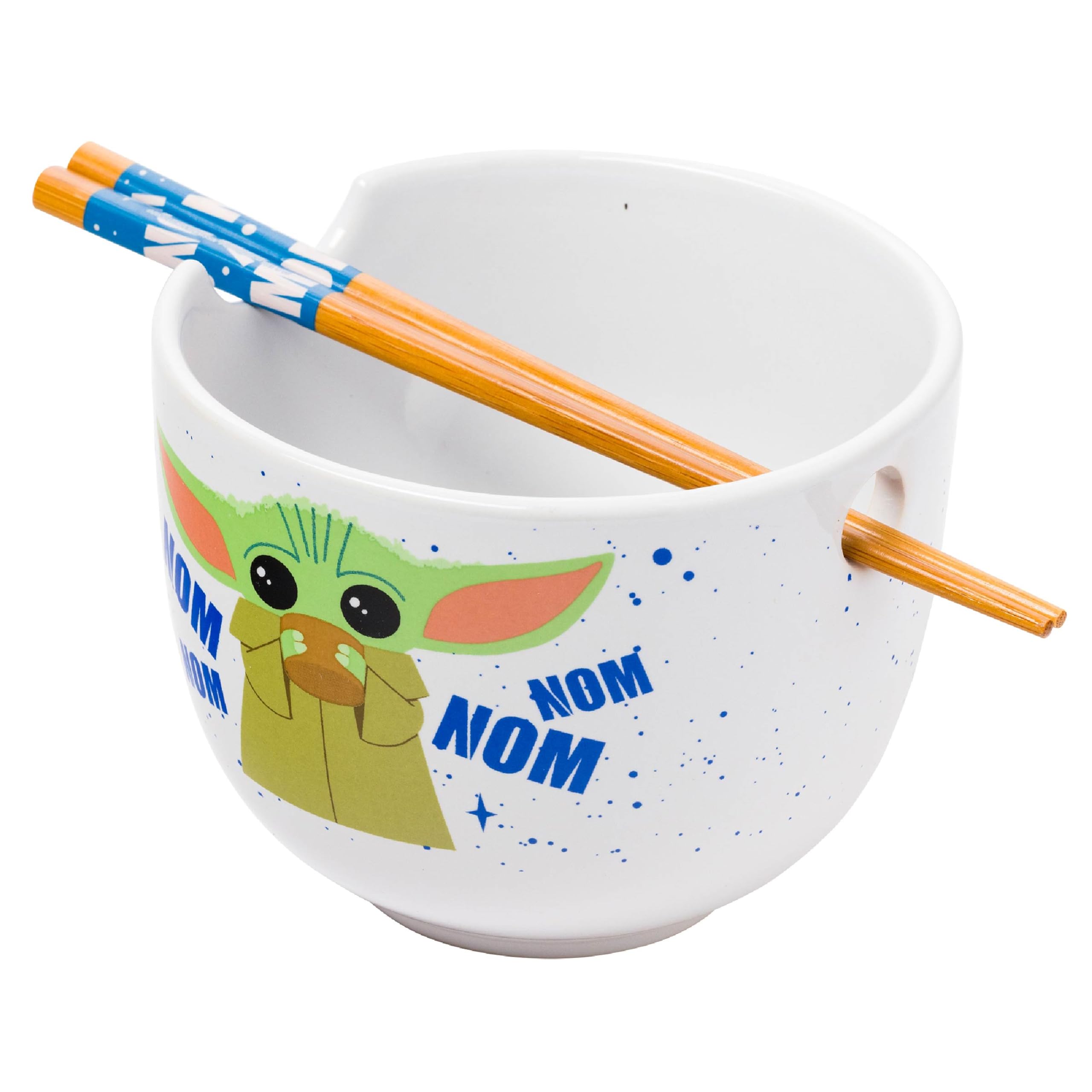 Star Wars Mandalorian Nom Nom Child 20 Ounce Ceramic Ramen Bowl W/ Chopsticks