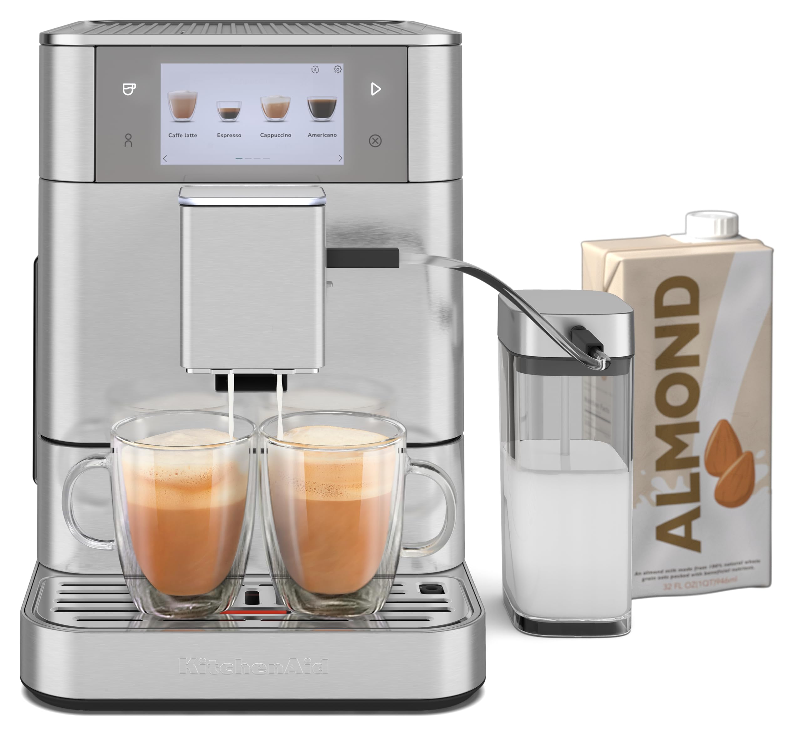 Kitchenaid Fully Automatic Espresso Machine Kf8 With Milk Attachment & Plant Based Milk Options, Kes8558Sx, Stainless Steel