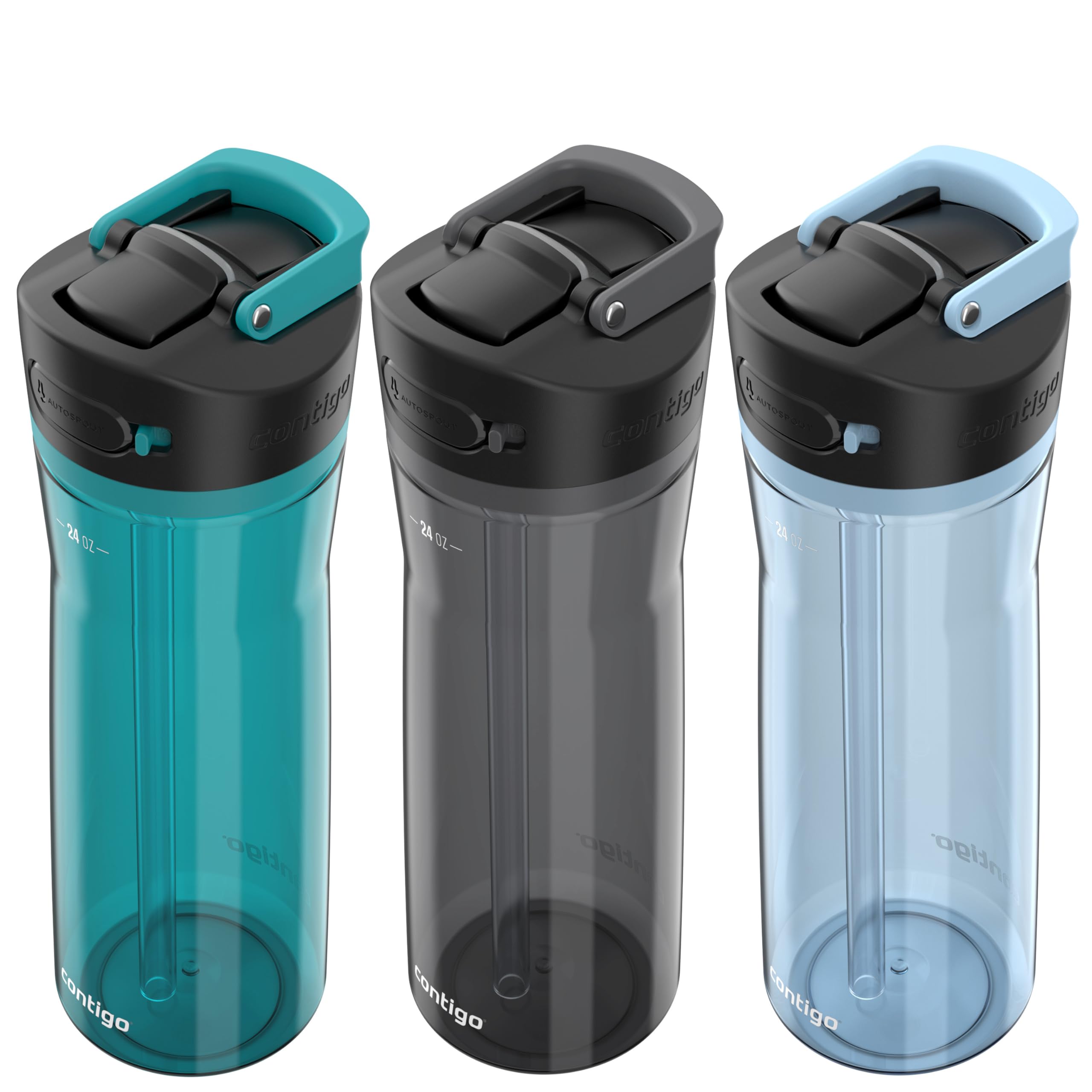 Contigo Ashland 2.0 Autospout Water Bottle, 24 Oz, 3-Pack