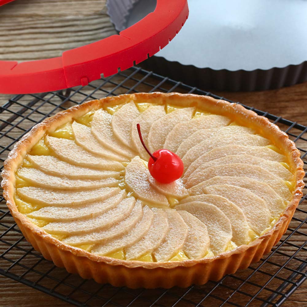 Webake Pie Crust Protector Shield Adjustable Pie Crust Shield Fits 11.5-9 Inch Pie Pan, European Food Grade Silicone Pinch Test