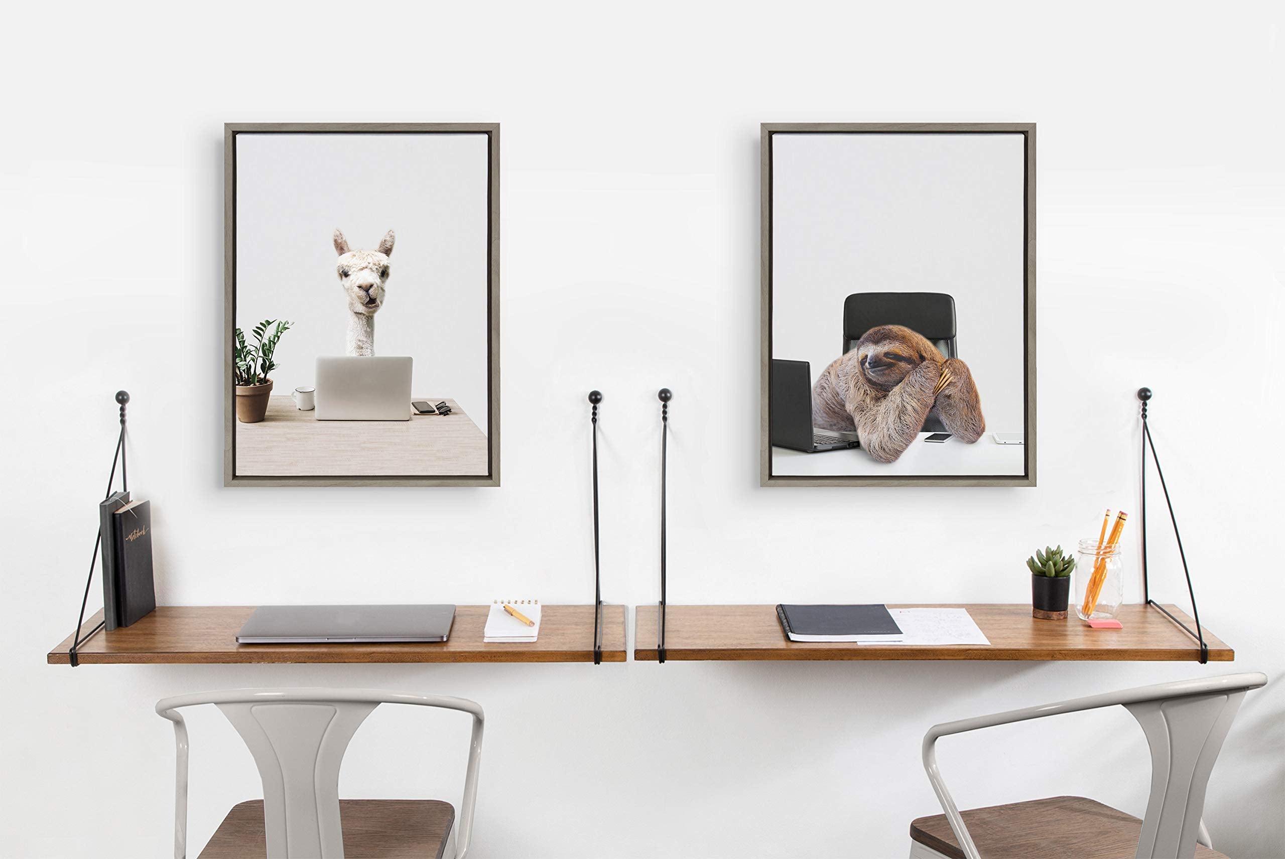 Kate And Laurel Sylvie Mr. Al Paca Here, Im In Distribution Framed Canvas Wall Art By The Creative Bunch Studio, 18X24 Gray, Alp