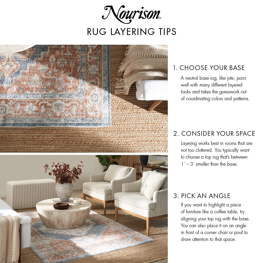 Nourison Home Essentials Sunburst 22 x 20 Area Rug Easy Clean, Non Shedding, Bed Room, Living Room, Dining Room, Kitchen (20