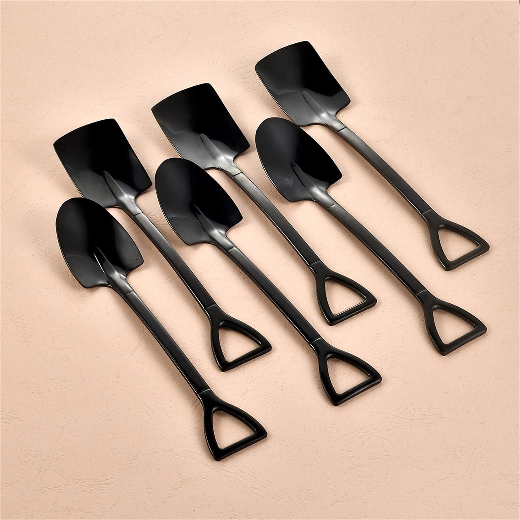 Bulckrew 6Pcs Stainless Steel Flatware Dessert Spoons Teaspoon Tablespoons For Ice Cream Dessert Coffee Tea, 6 Inches
