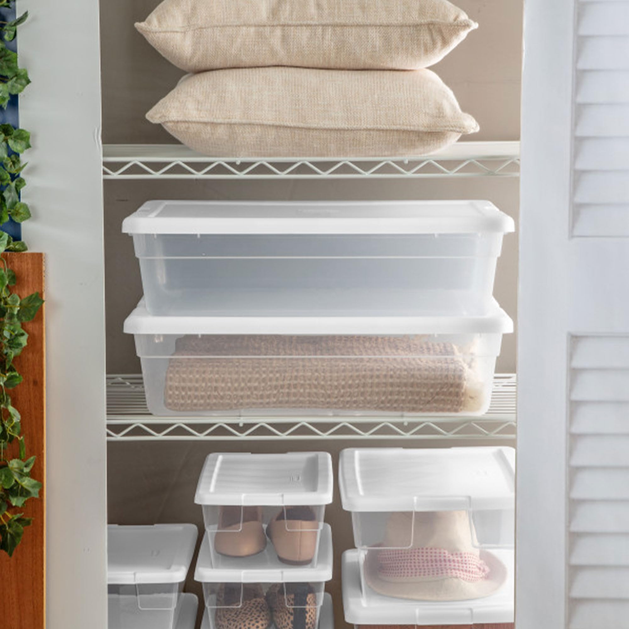 Sterilite 28 Qt Ultra Latch Box Stackable Storage Bin With Latching Lid, Organize Crafts, Clothes In Closets, Basements, Clear W