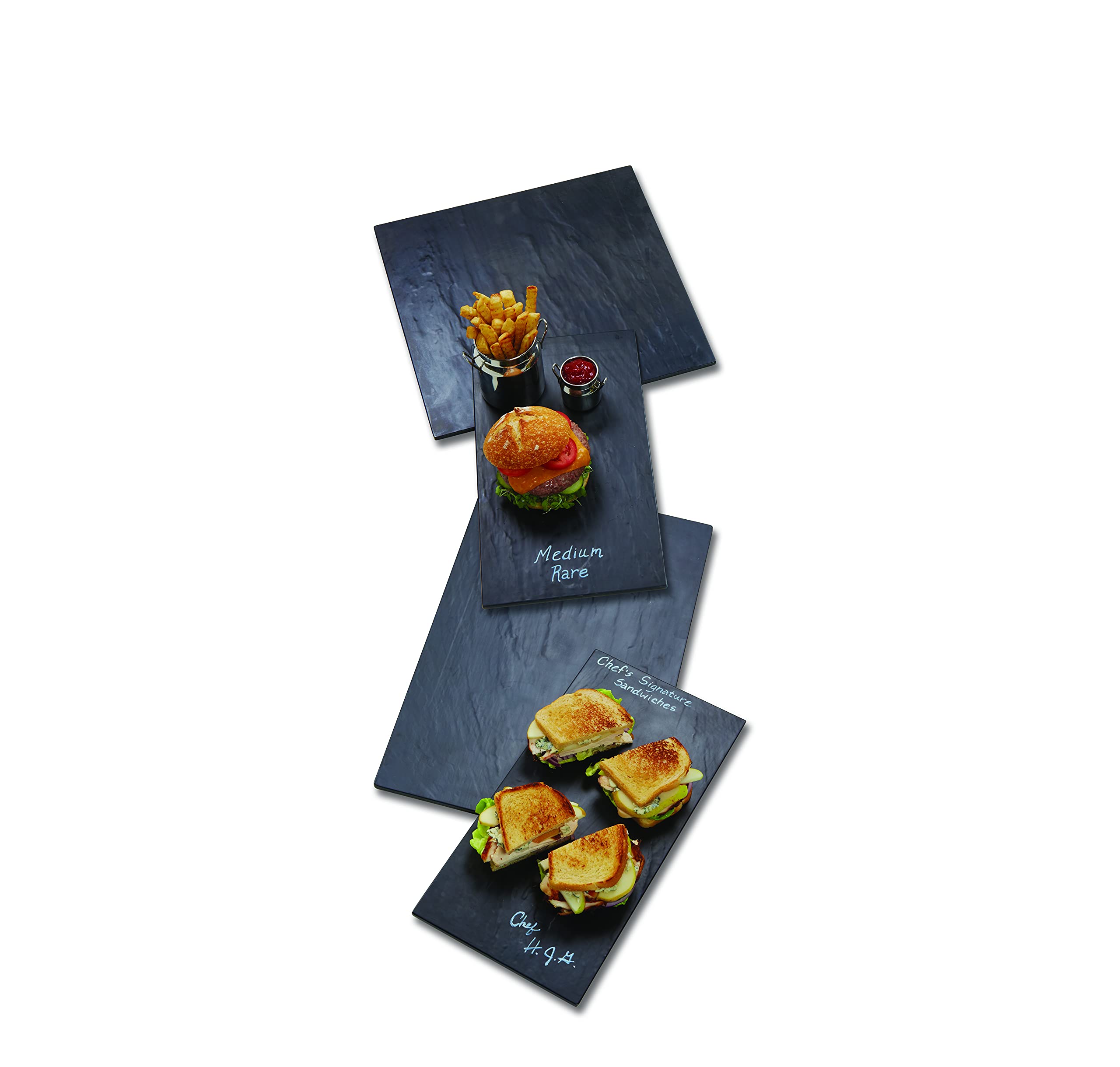 American Metalcraft Fslt08 Rectangle Melamine Platter, Faux Slate, Black