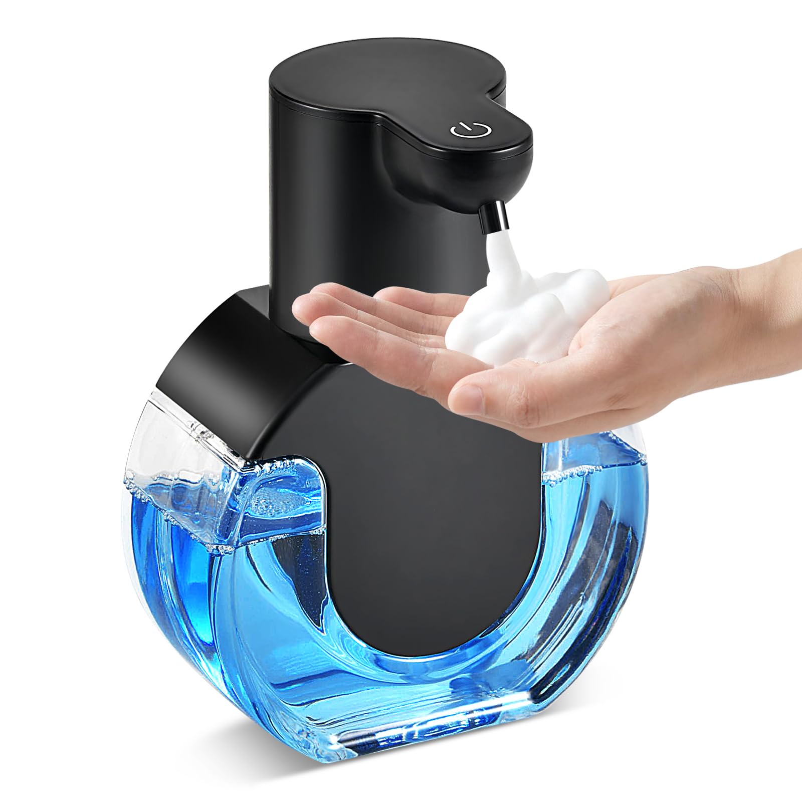 Foam soap Dispenser 15oz/420ml Foaming Hand Sanitizer Touchless Wall Mount with 4levels Adjustable Free Touch Electric Rechargea