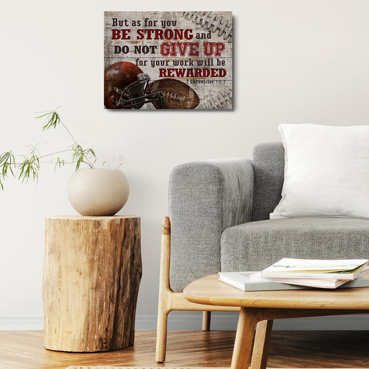 Football Gifts Stuff Religious Football Canvas Wall Art Wall Decor Inspirational Boys Men Room Rustic Framed Posters Art Prints