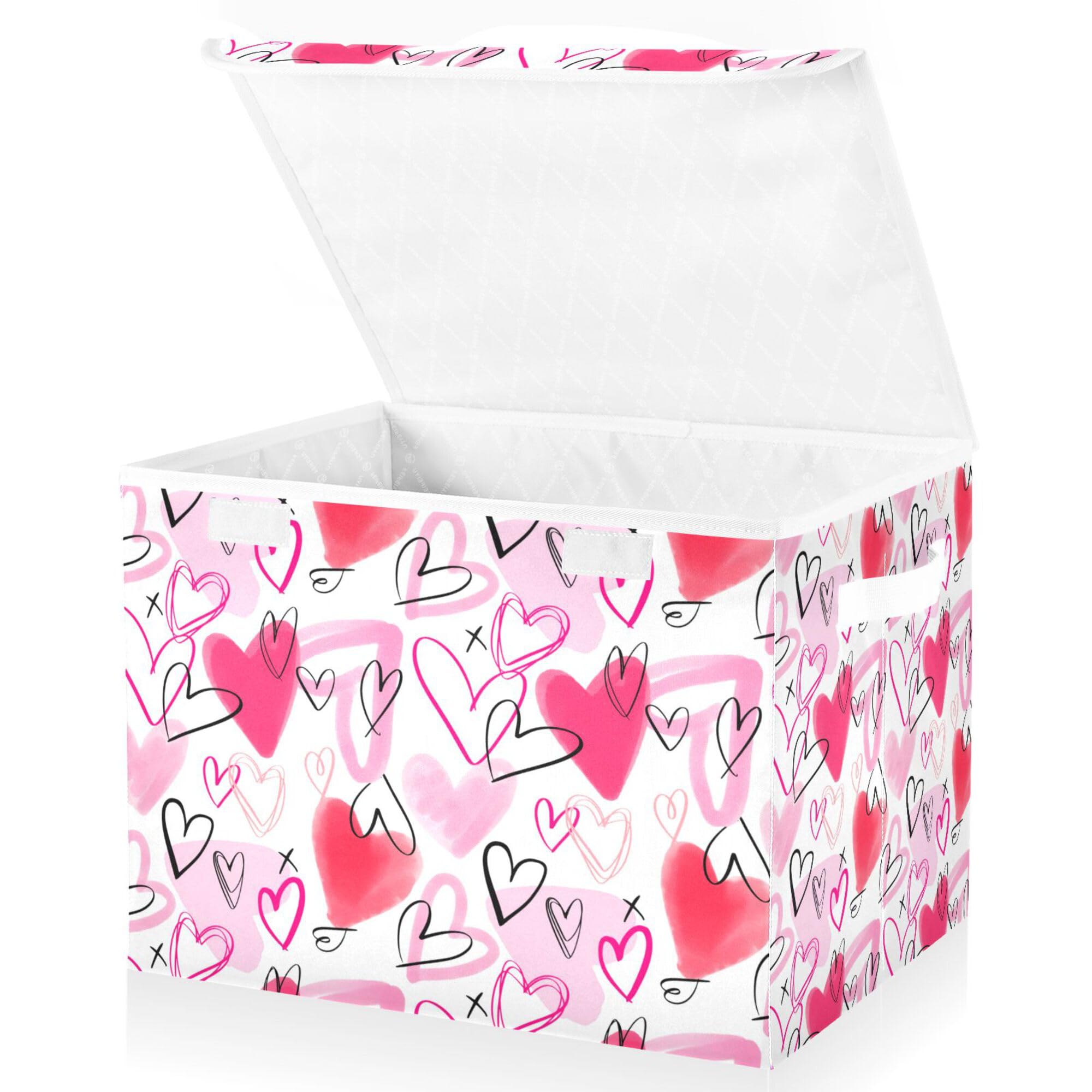 Xigua Valentine'S Day Storage Bins With Lids And Carrying Handle,Foldable Storage Boxes Organizer Containers Baskets Cube With C