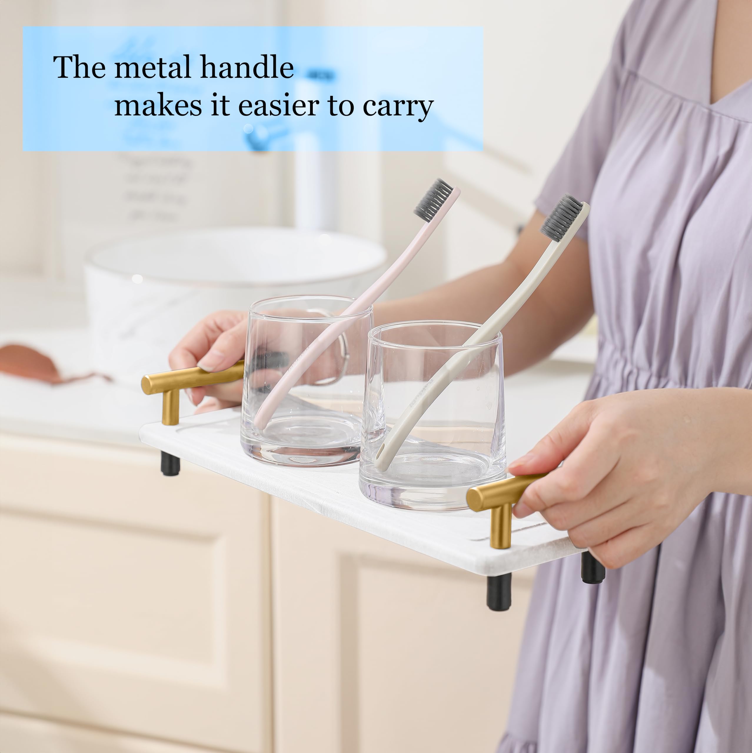 2Pcs Instant Dry Sink Caddy, Water Absorbent Diatomite Tray For Sink, Stone Drying Tray With Metal Handle, Keeping Kitchen And B